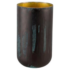 Mercurio, copper vase with enamelled interior and burnished exterior