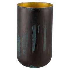 Mercurio, Copper Vase with Enamelled Interior and Burnished Exterior