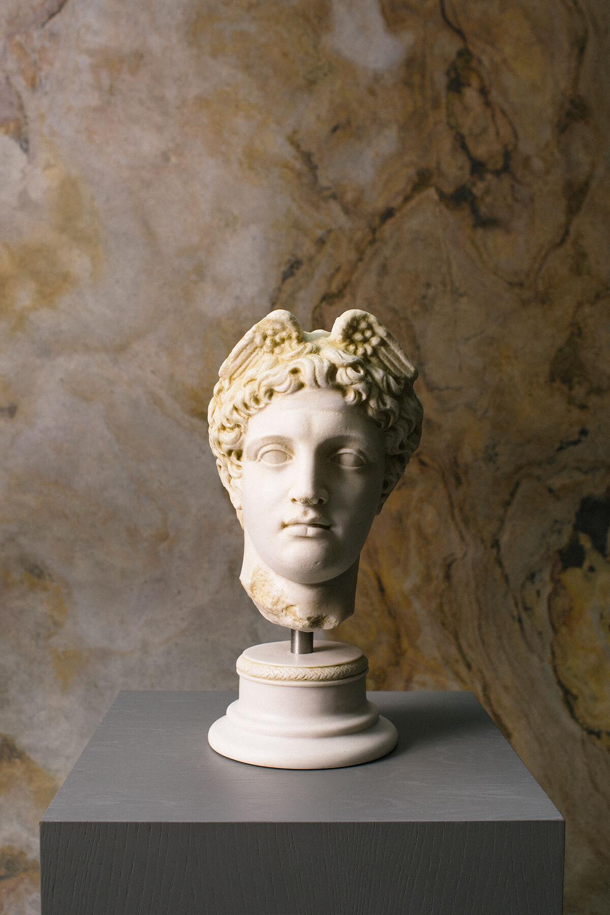 XXIe siècle et contemporain Statue de buste Mercurius Hermès réalisée avec de la poudre de marbre comprimée, Musée d'Istanbul en vente