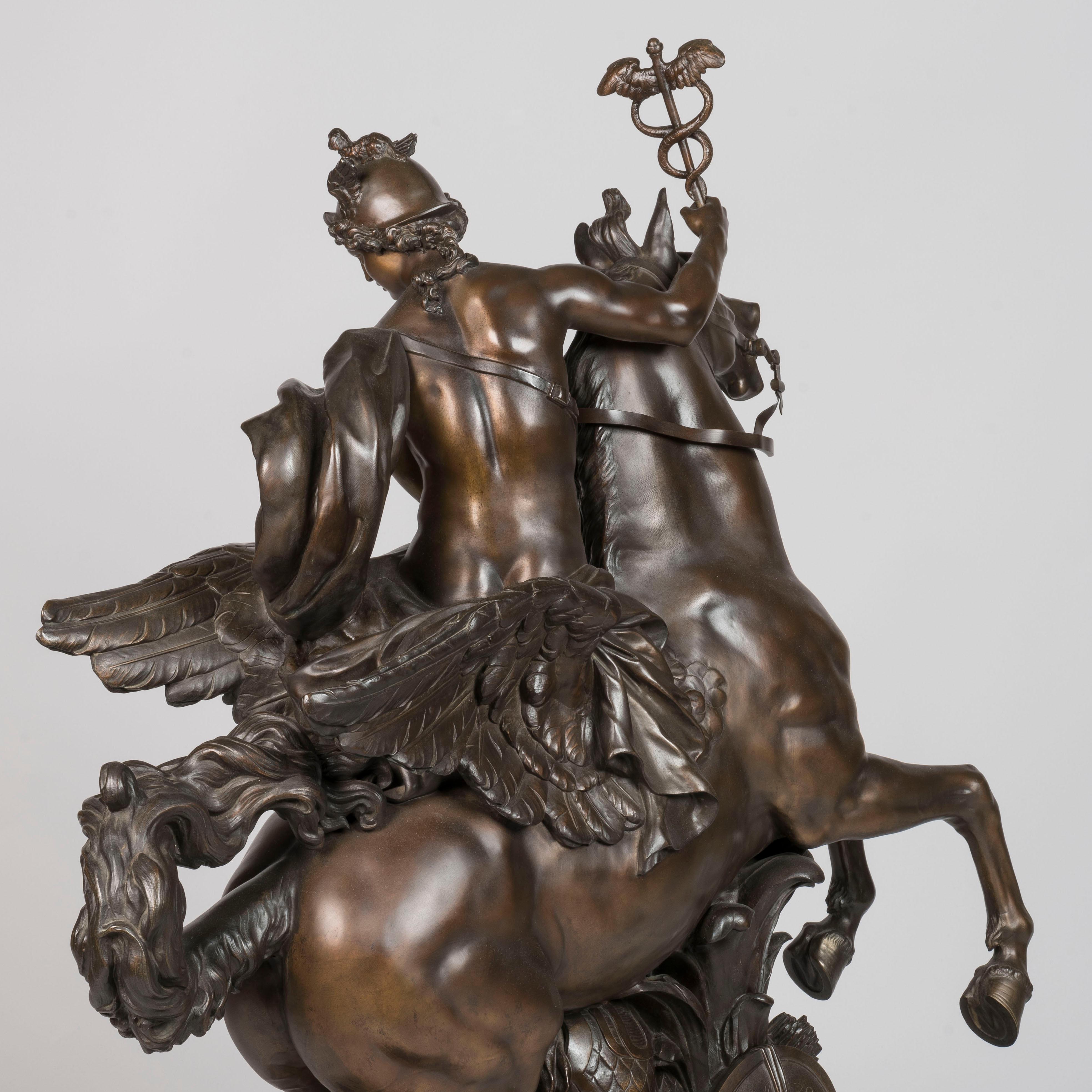 Mercurio e Fama su Pegaso, bronzi patinati di Eugène Cornu, CIRCA 1880 in vendita 4