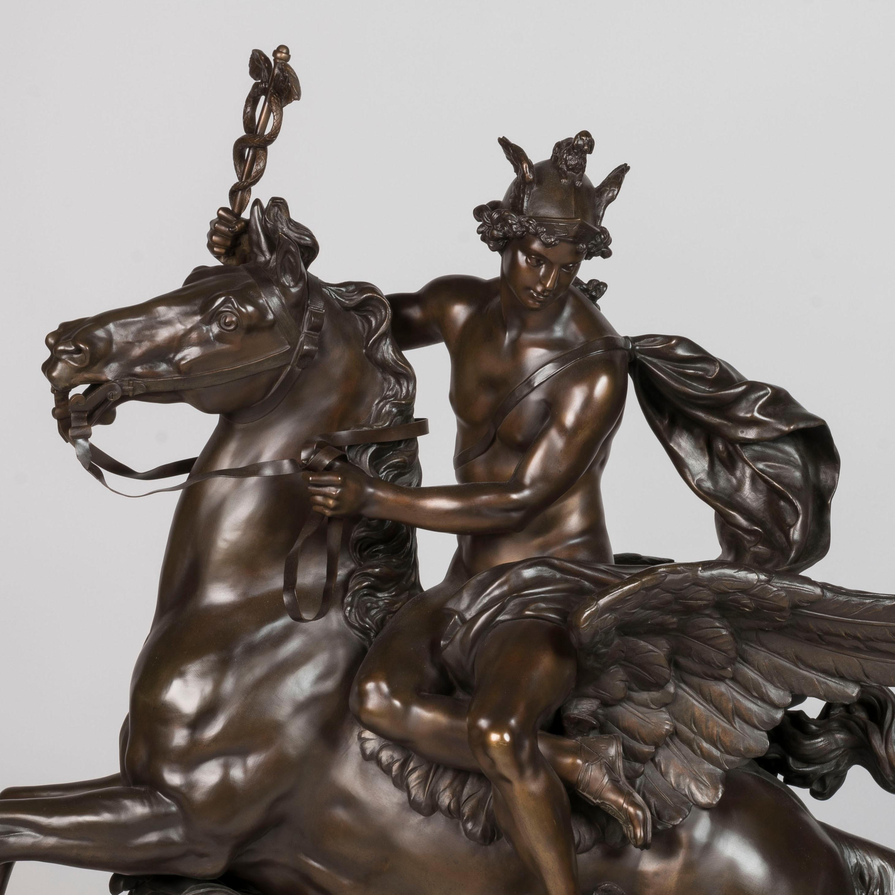 Mercurio e Fama su Pegaso, bronzi patinati di Eugène Cornu, CIRCA 1880 in vendita 5