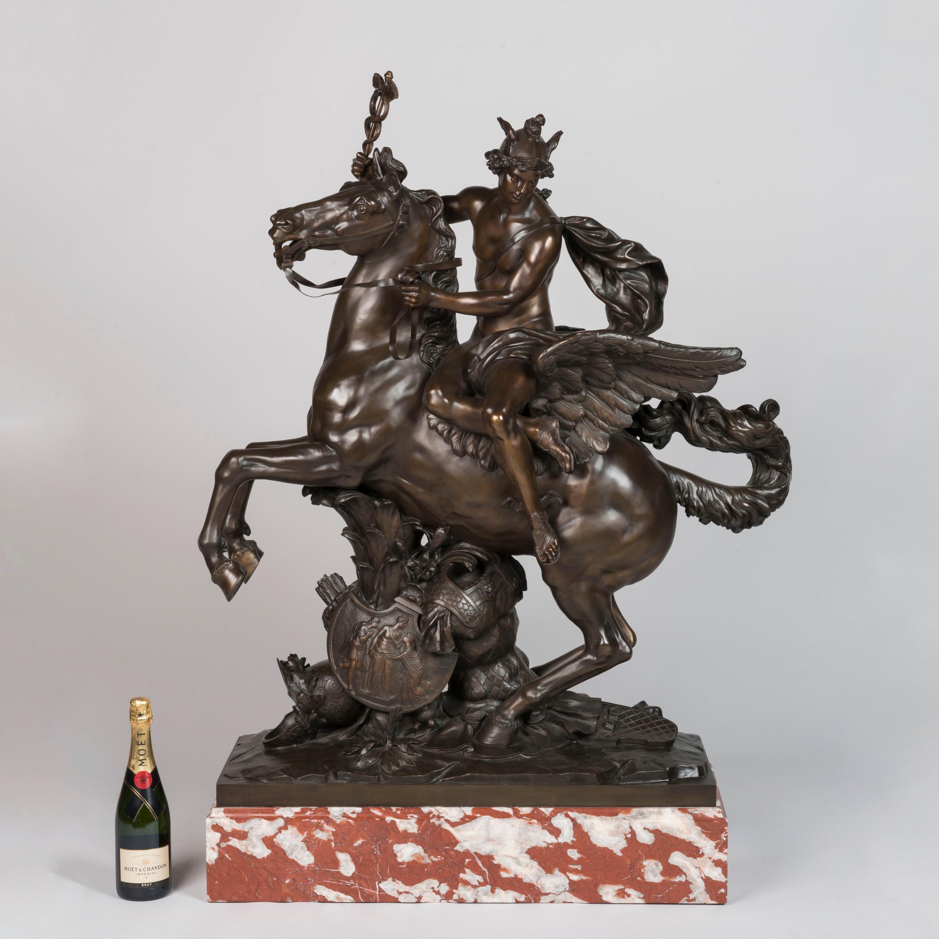 Mercurio e Fama su Pegaso, bronzi patinati di Eugène Cornu, CIRCA 1880 in vendita 6