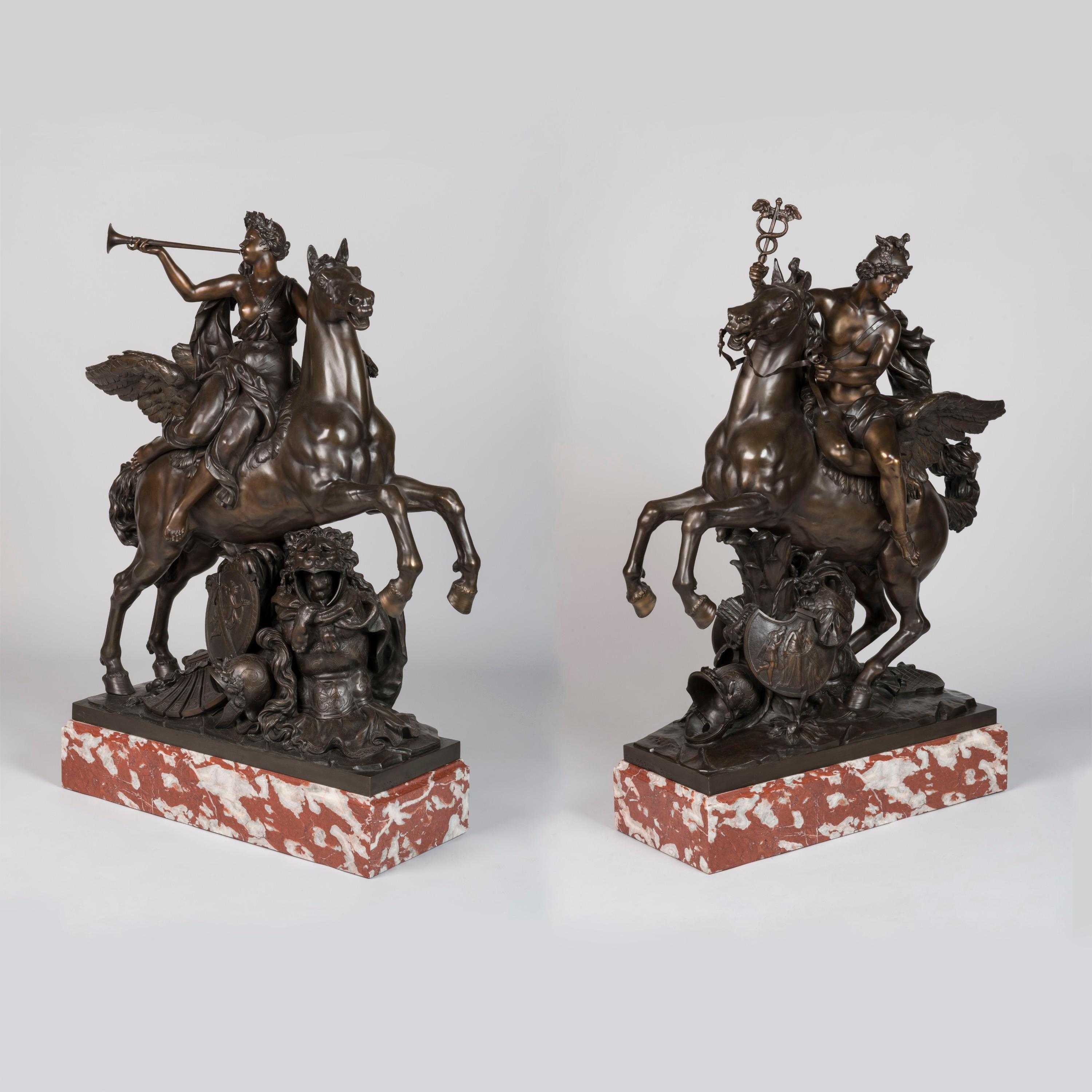 Mercurio e Fama su Pegaso, bronzi patinati di Eugène Cornu, CIRCA 1880 in vendita 9