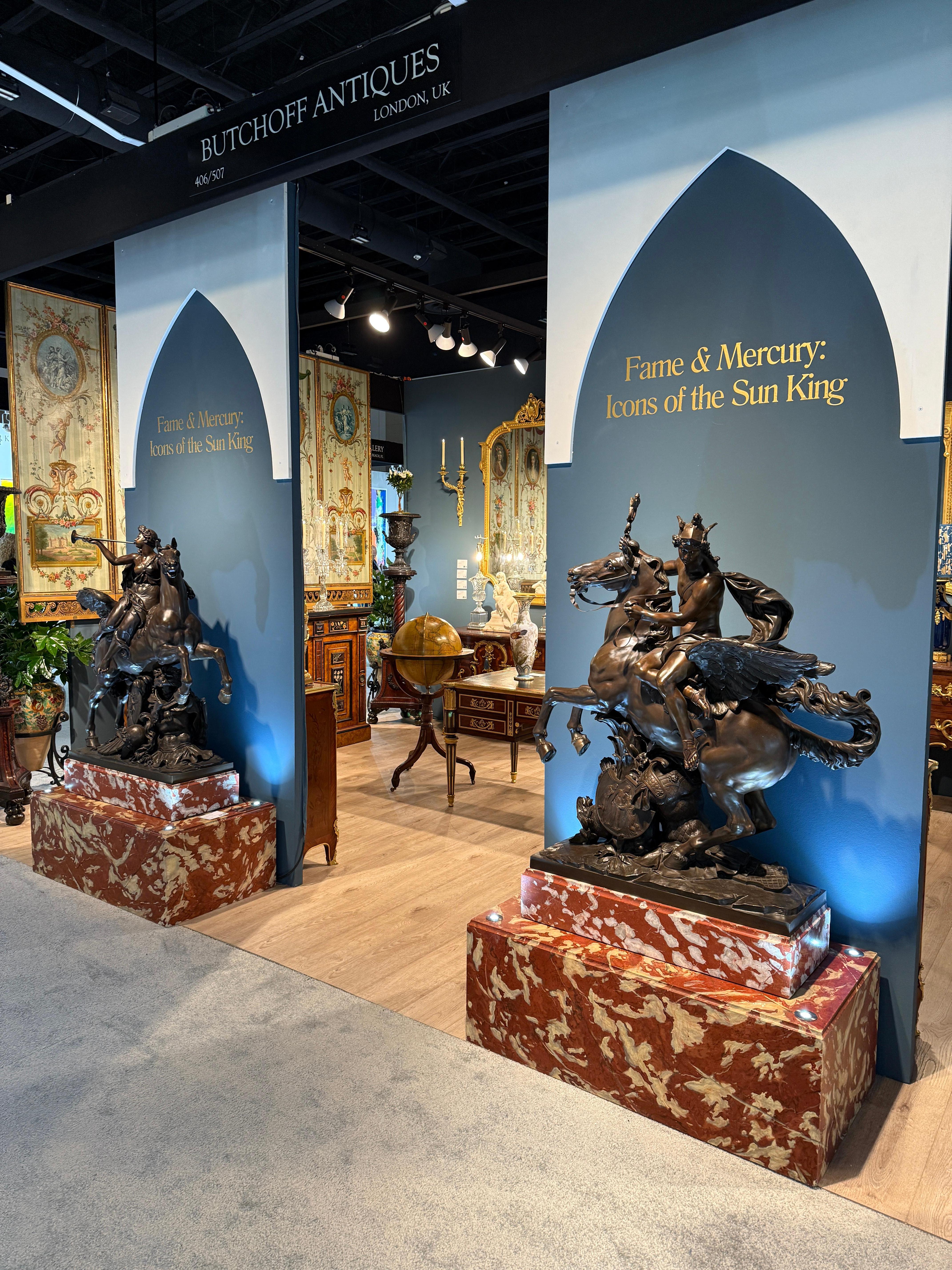 Luigi XIV Mercurio e Fama su Pegaso, bronzi patinati di Eugène Cornu, CIRCA 1880 in vendita