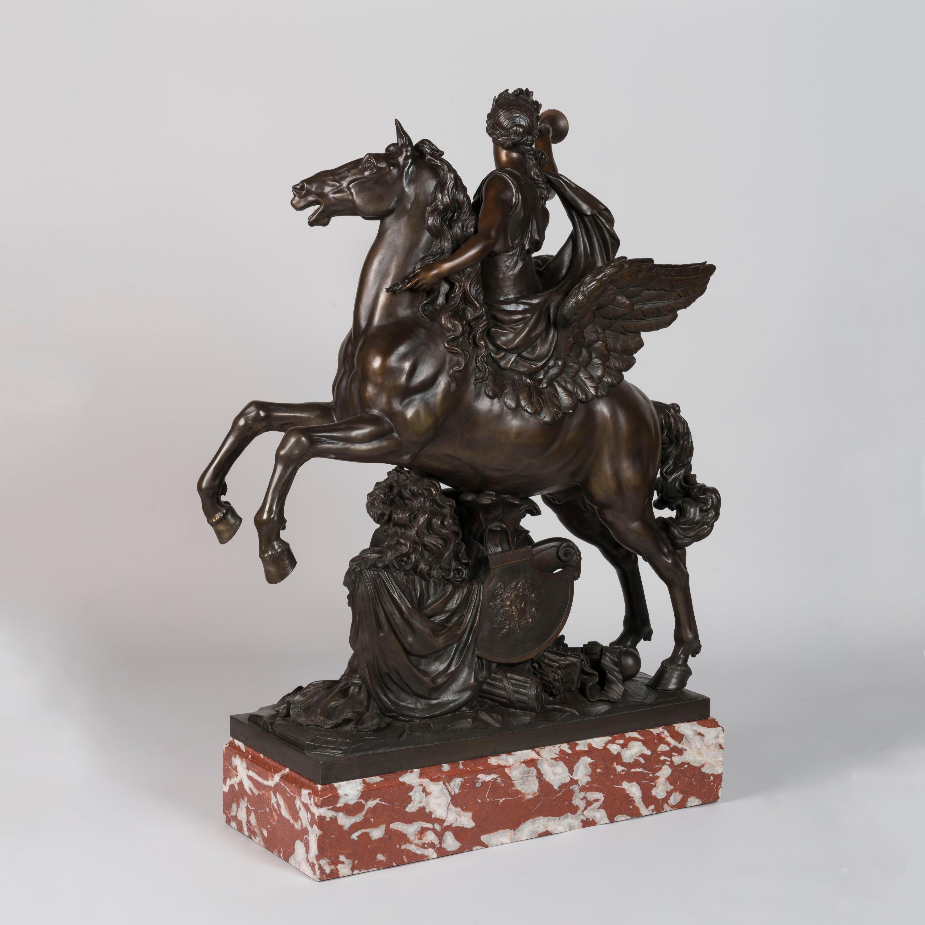 Patinato Mercurio e Fama su Pegaso, bronzi patinati di Eugène Cornu, CIRCA 1880 in vendita