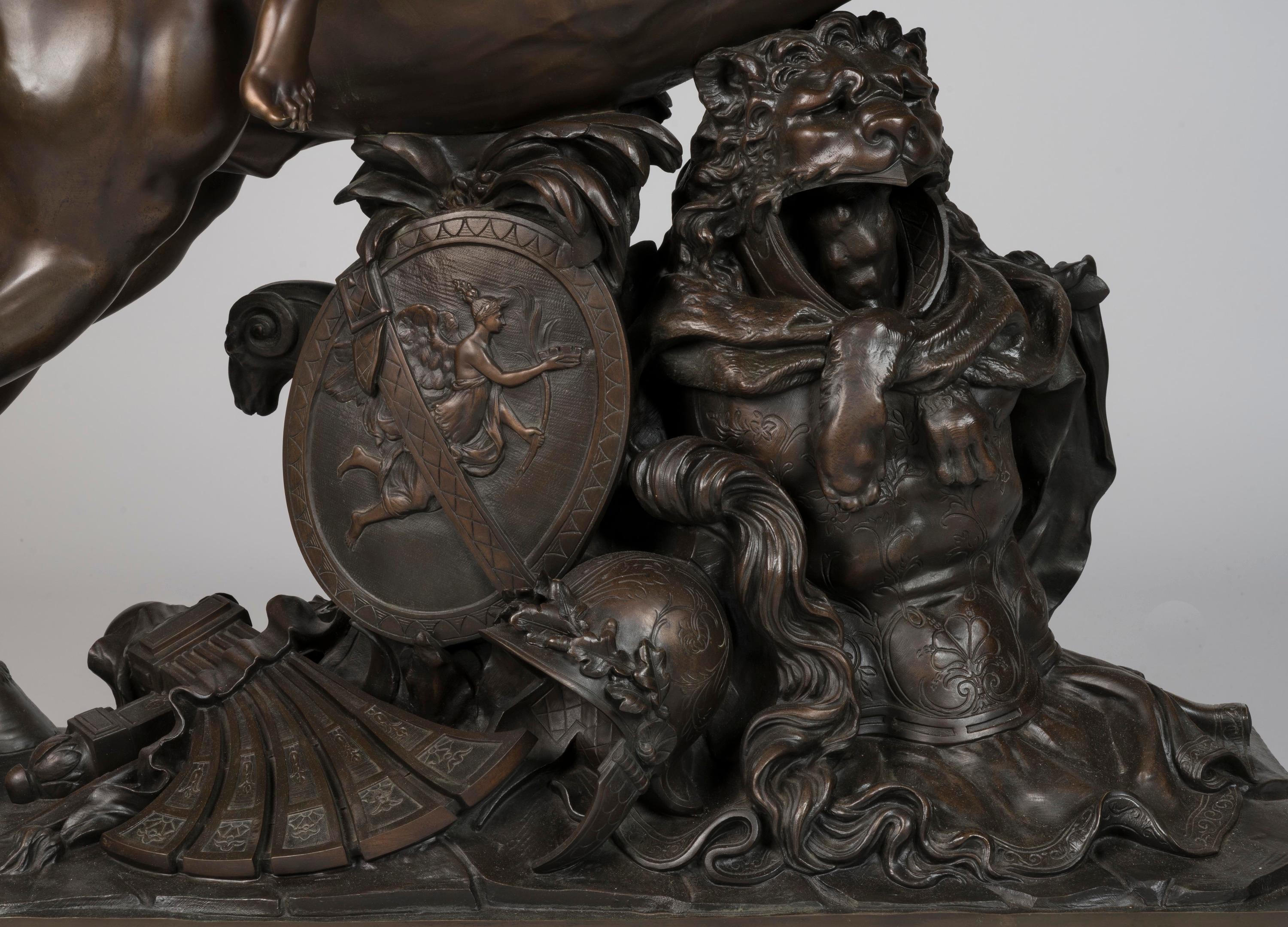 Mercurio e Fama su Pegaso, bronzi patinati di Eugène Cornu, CIRCA 1880 In condizioni buone in vendita a London, GB