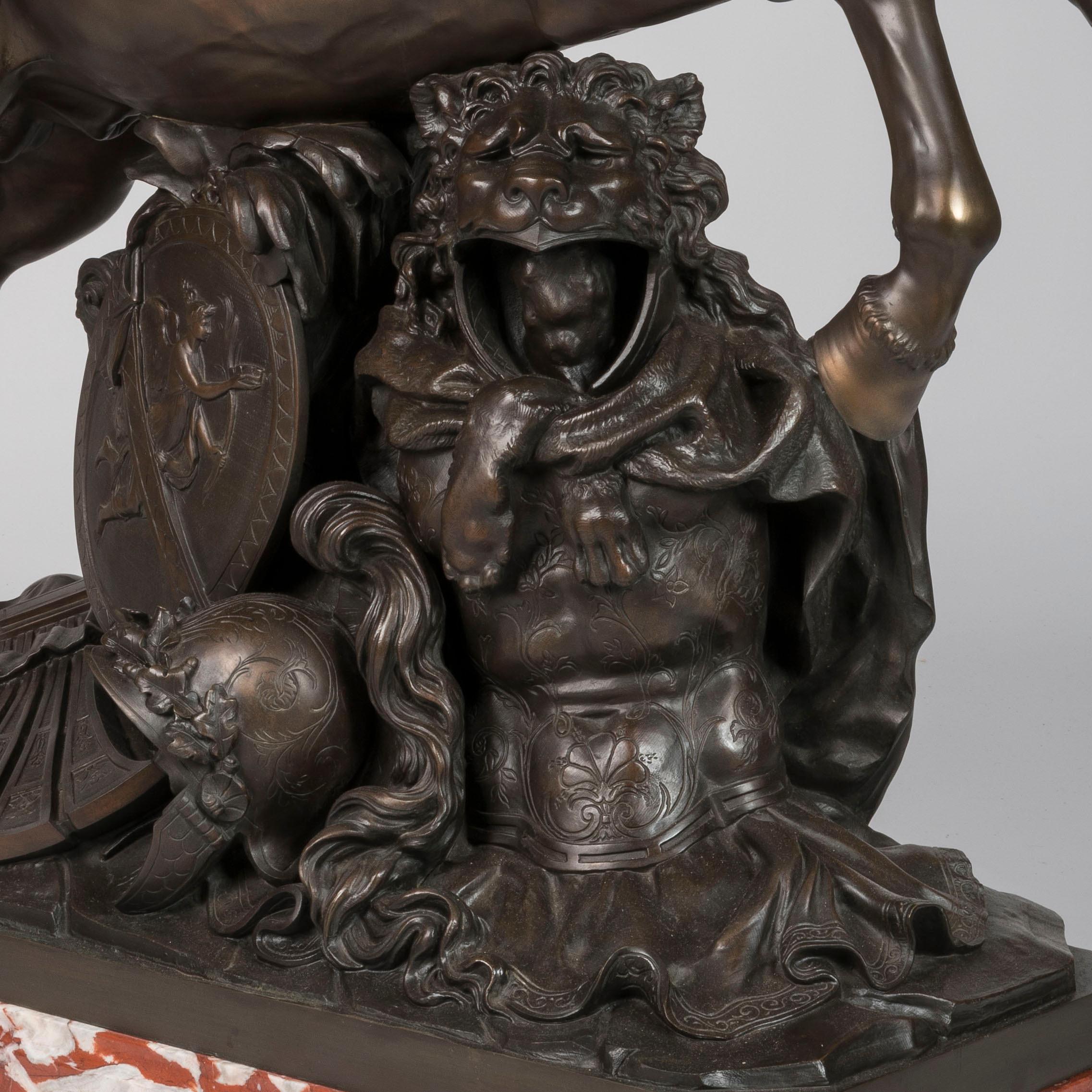 Bronzo Mercurio e Fama su Pegaso, bronzi patinati di Eugène Cornu, CIRCA 1880 in vendita