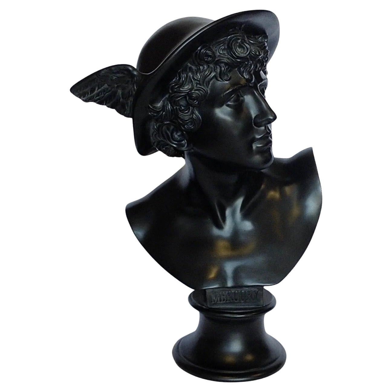 Mercury Blacke Finish Marble Bust Sculpture, 20th century For Sale at