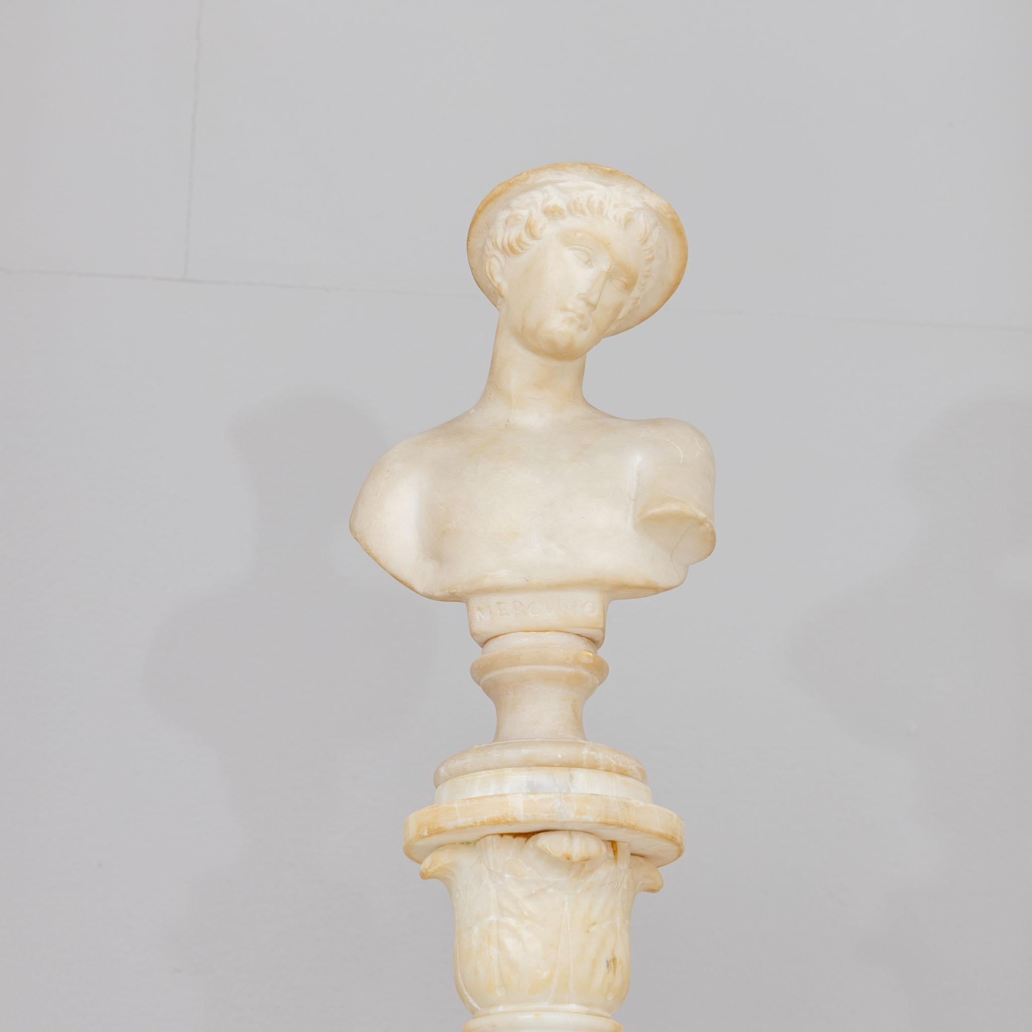 Grand Tour Buste de mercure avec colonne, 19e siècle en vente
