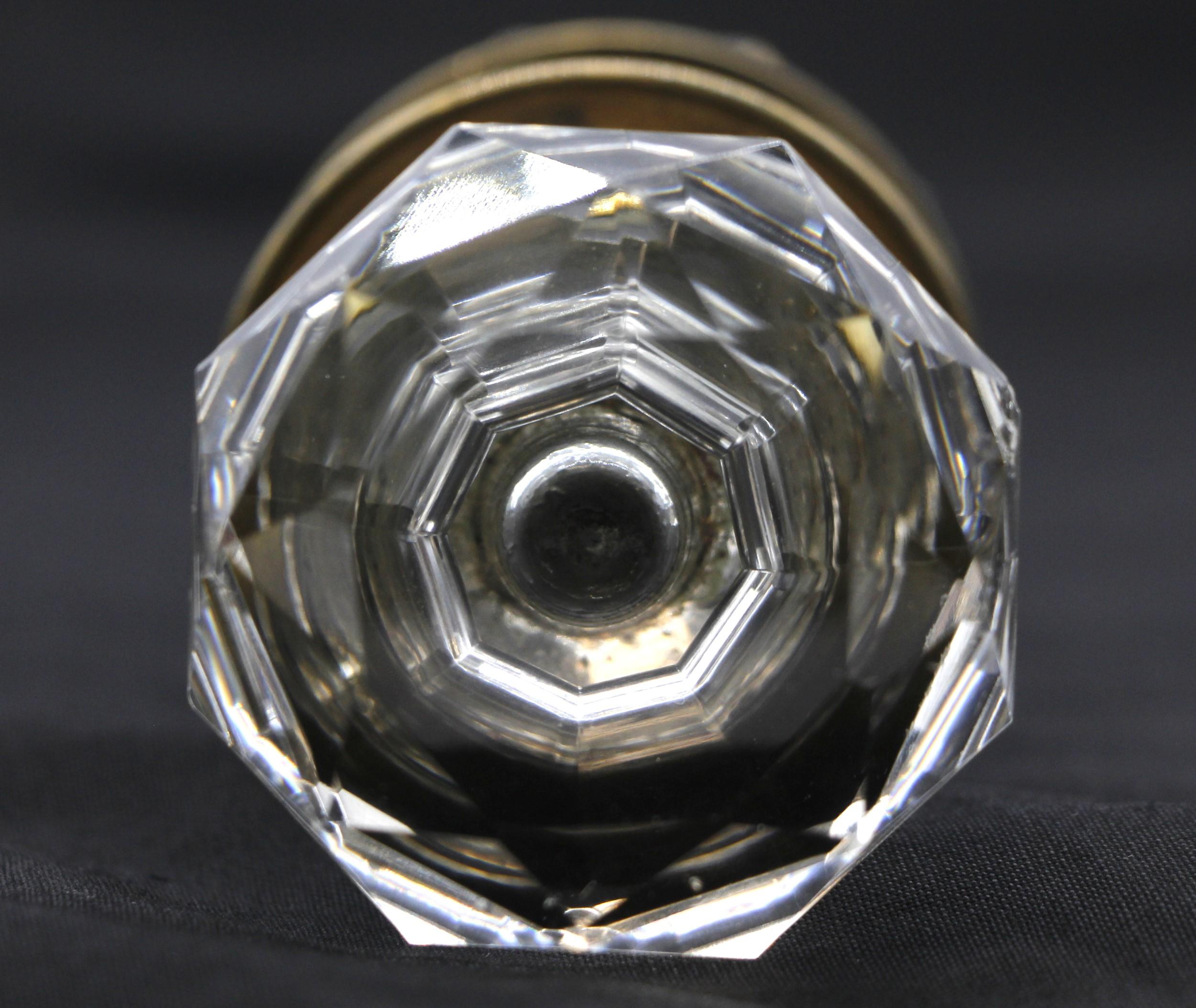 Victorian Mercury Dot Center Faceted Cut Glass Doorknob Set 