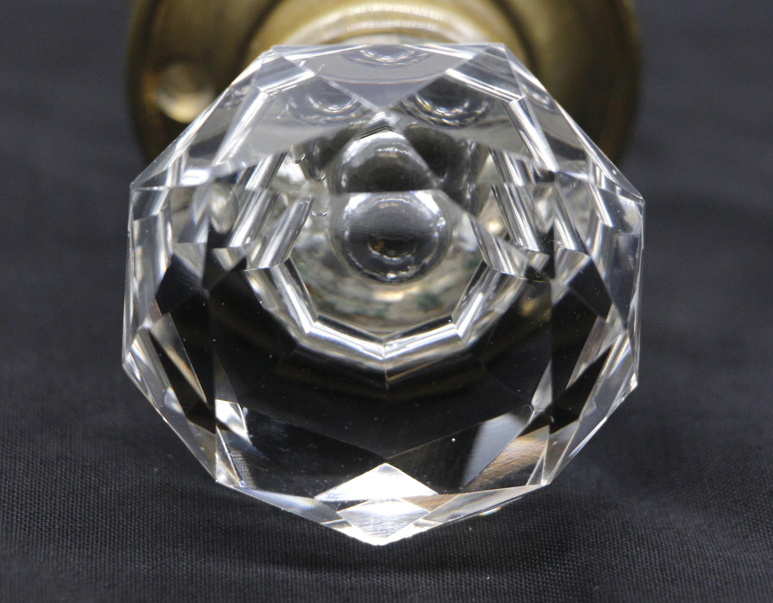 Victorian Mercury Dot Center Faceted Cut Glass Doorknob Set 