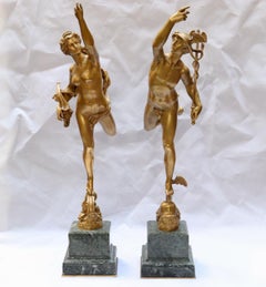 Mercury & Fortuna, A 19th Century Pair of Bronze Sculptures After Giambologna