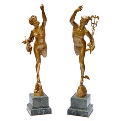 Mercury & Fortuna, A 19th Century Pair of Bronze Sculptures After Giambologna
