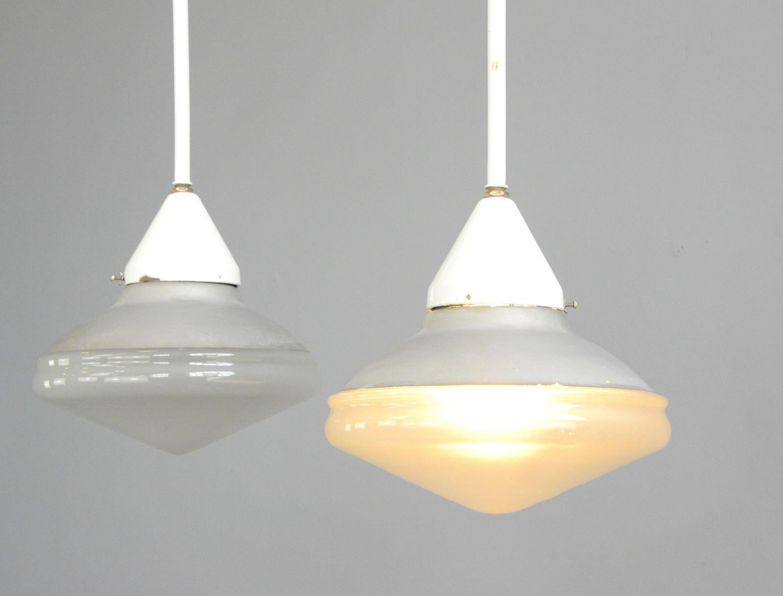 Early 20th Century Mercury Glass and Enamel Pendant Lights by Phillips, circa 1920s
