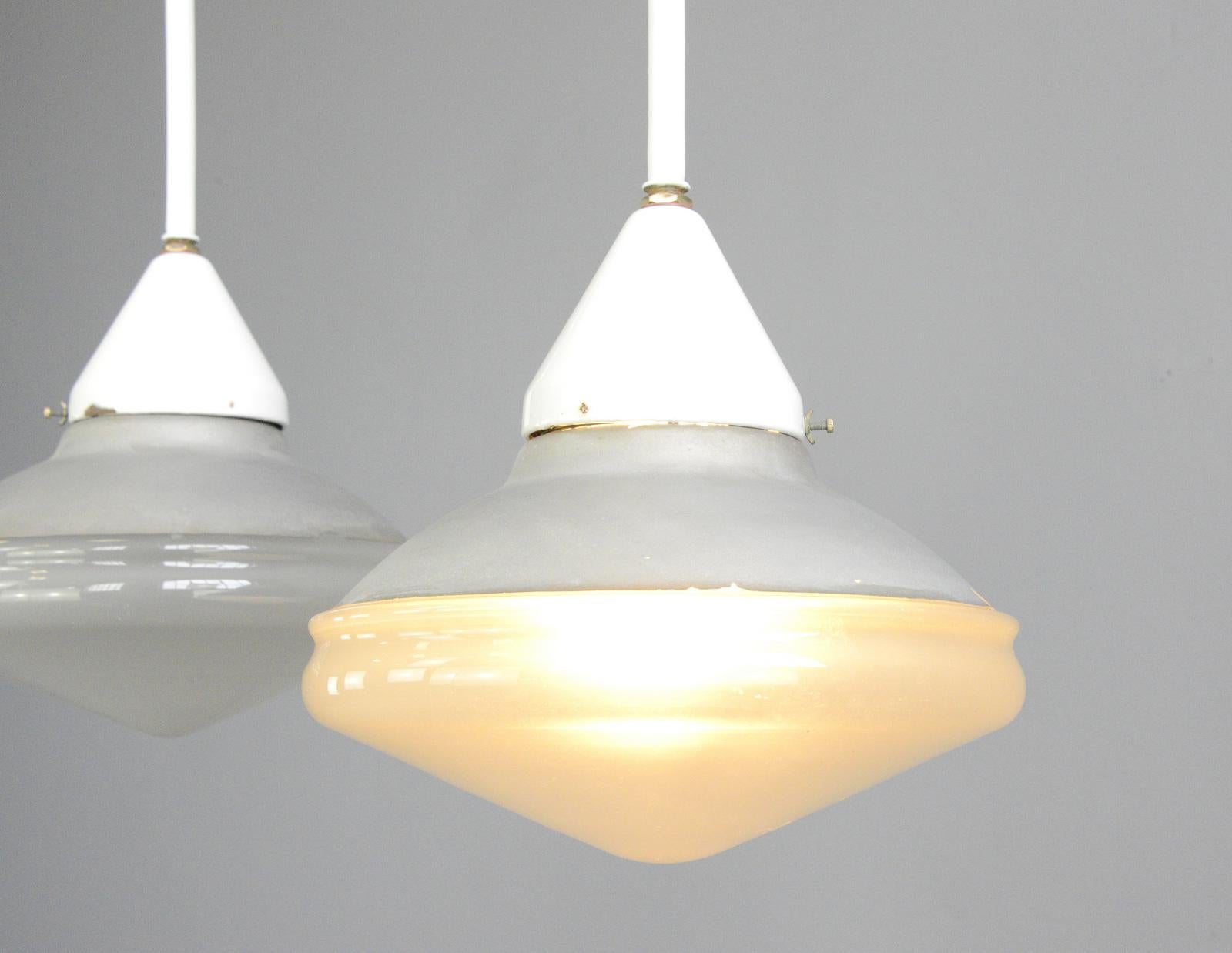 Mercury Glass and Enamel Pendant Lights by Phillips, circa 1920s 2