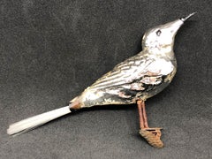 Mercury Glass Bird Christmas Tree Clip on Ornament, Antique German, 1910s
