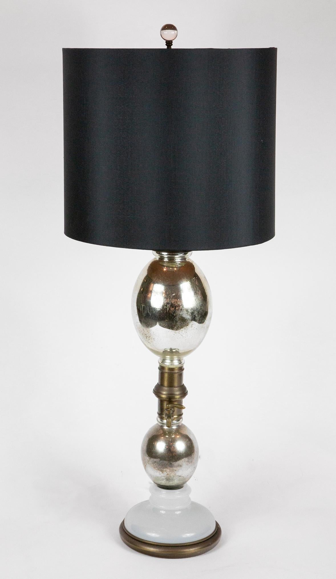 20th Century Mercury Glass Brass Spigot Lamp