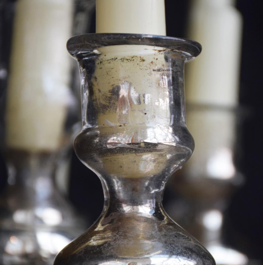 Mercury Glass Candle Sticks, circa 1850 In Fair Condition In London, GB