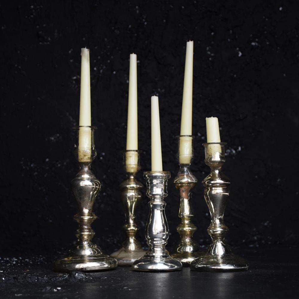 Mercury Glass Candle Sticks, circa 1850 (19. Jahrhundert)