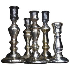 Antique Mercury Glass Candle Sticks, circa 1850