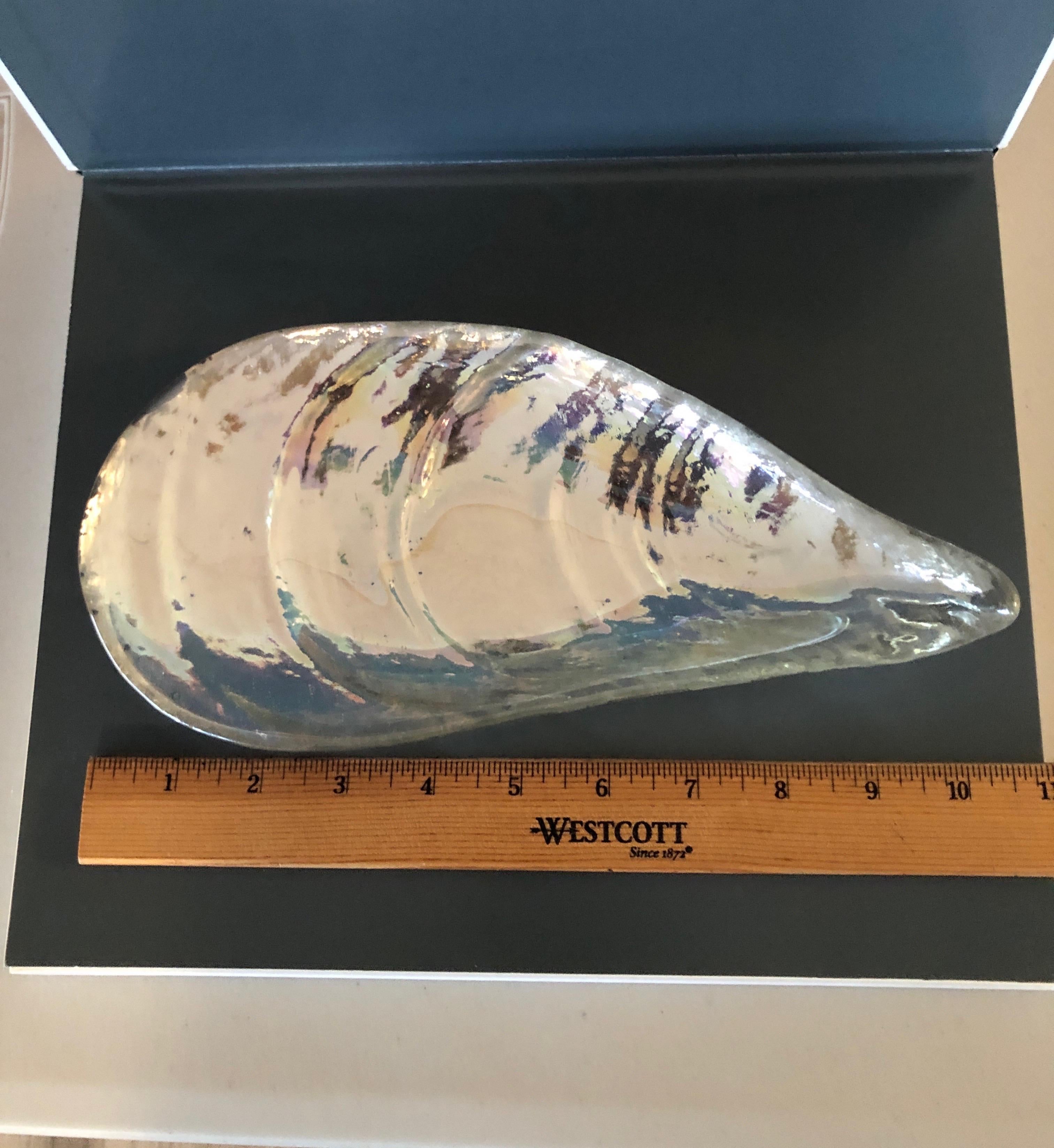 Regency Mercury Glass Clam Shell Shape Decorative Glass Dish
