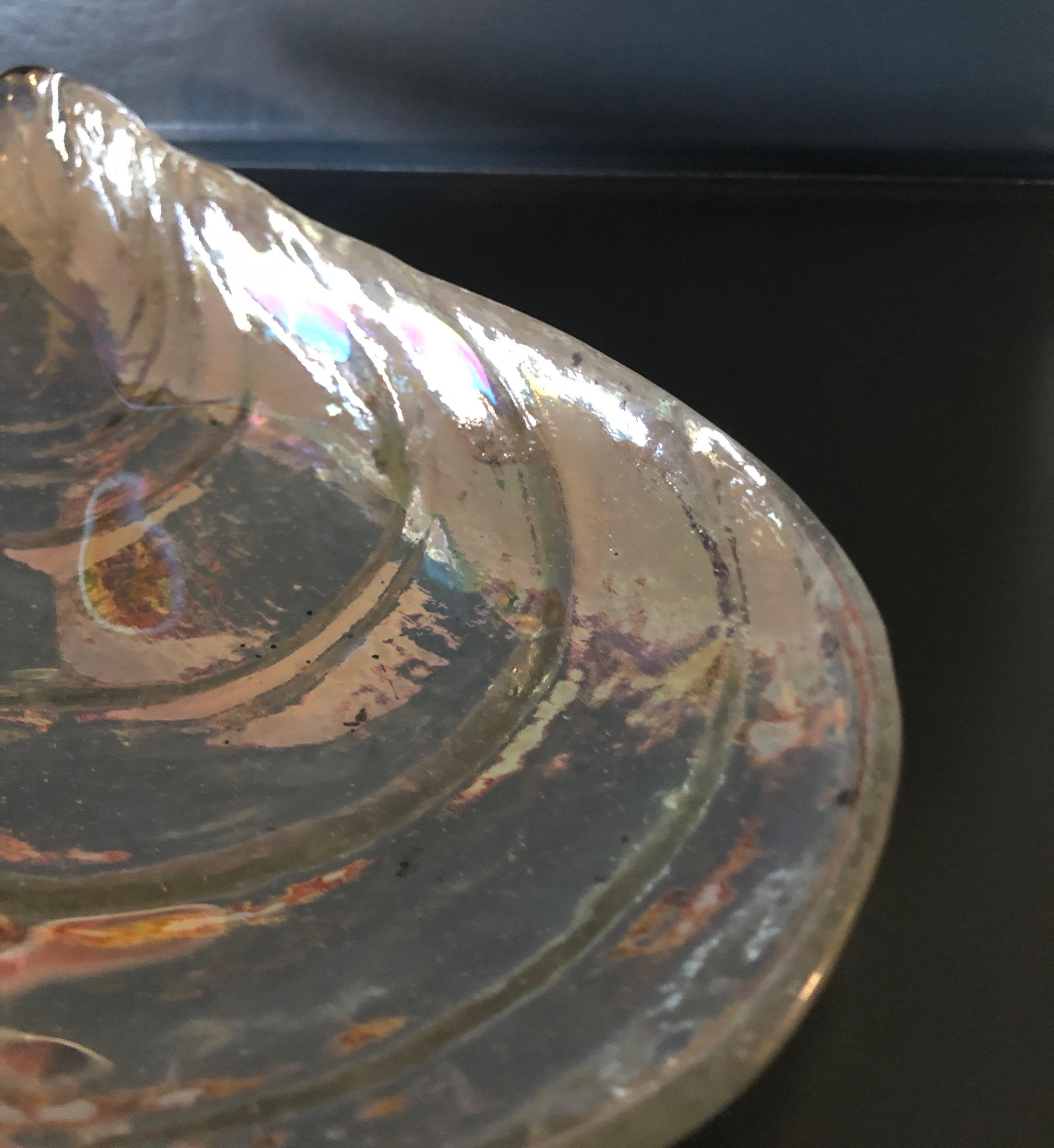 Machine-Made Mercury Glass Clam Shell Shape Decorative Glass Dish