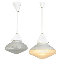 Antique Mercury Glass and Enamel Pendant Lights by Phillips, circa 1920s