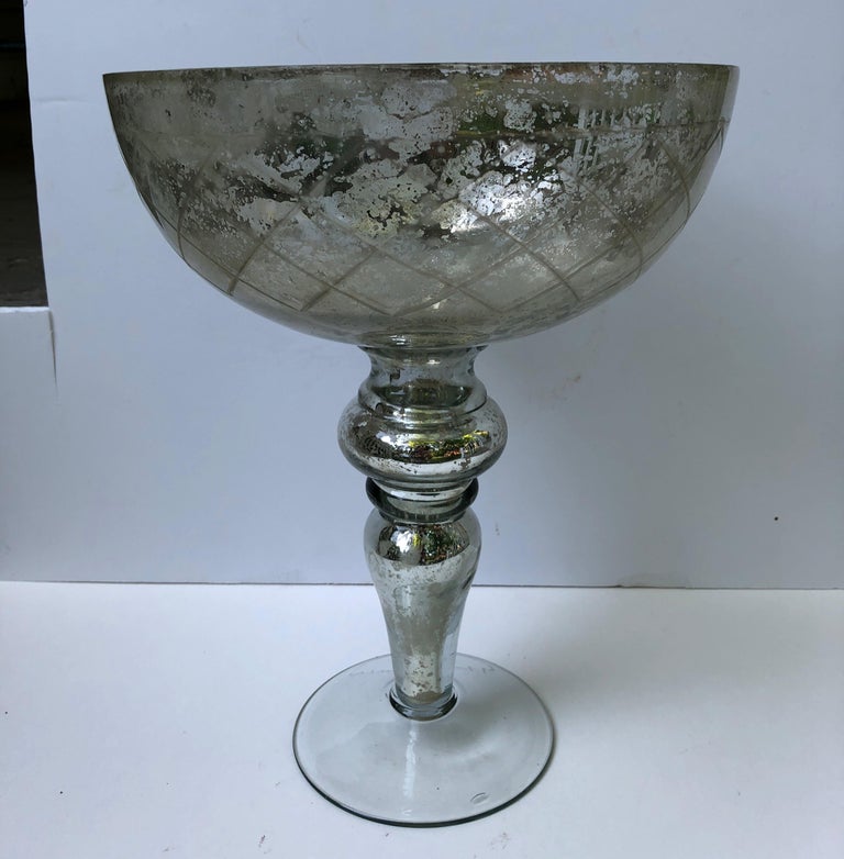 Mercury Glass Footed Bowl For Sale at 1stdibs