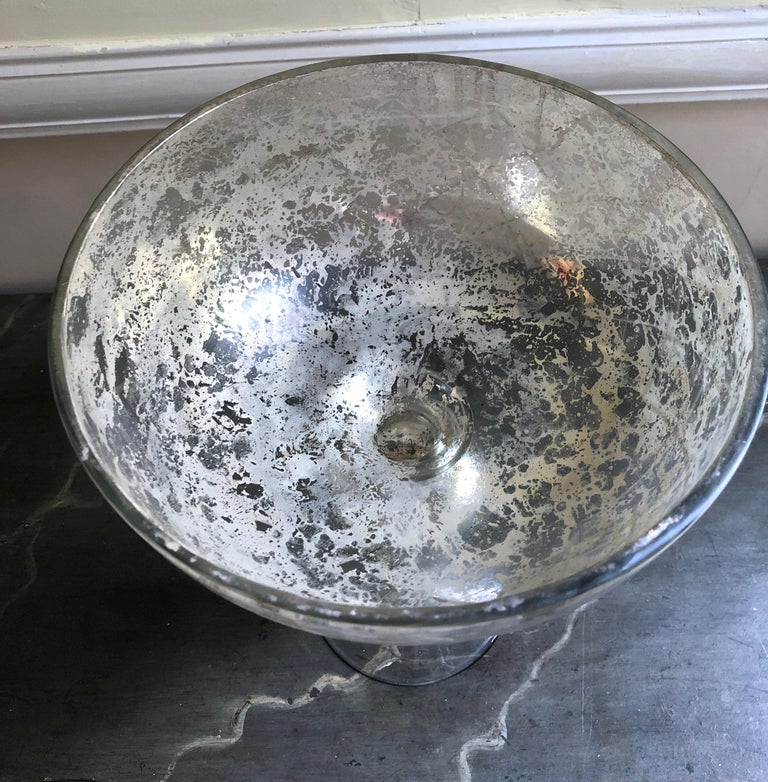 Mercury Glass Footed Bowl For Sale at 1stdibs
