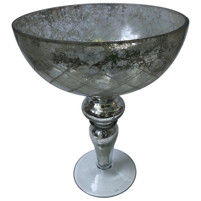 Mercury Glass Footed Bowl For Sale at 1stdibs