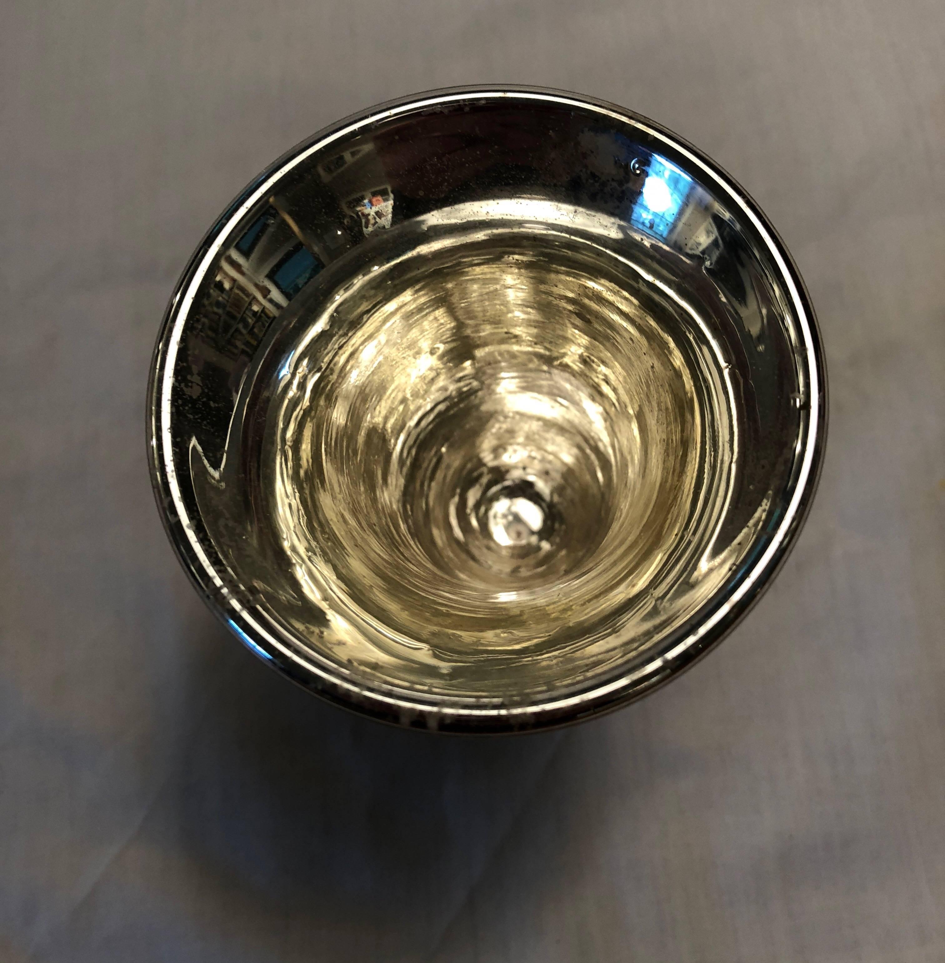 Mercury Glass Footed Cup In Excellent Condition For Sale In Hudson, NY