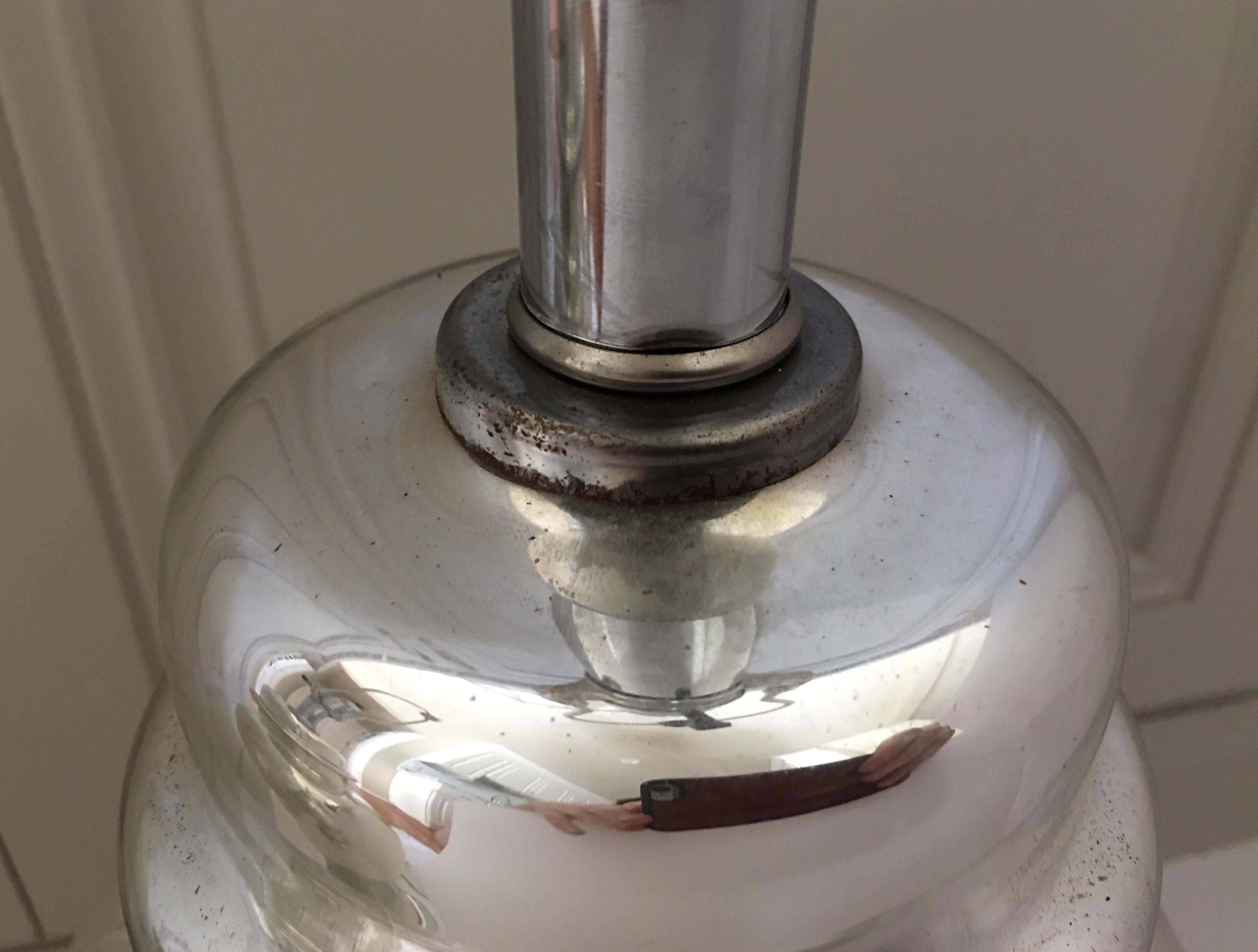 Mid-20th Century Mid-Century Mercury Glass Mirrored Silver Chrome Ginger Jar Table Lamps, Pair