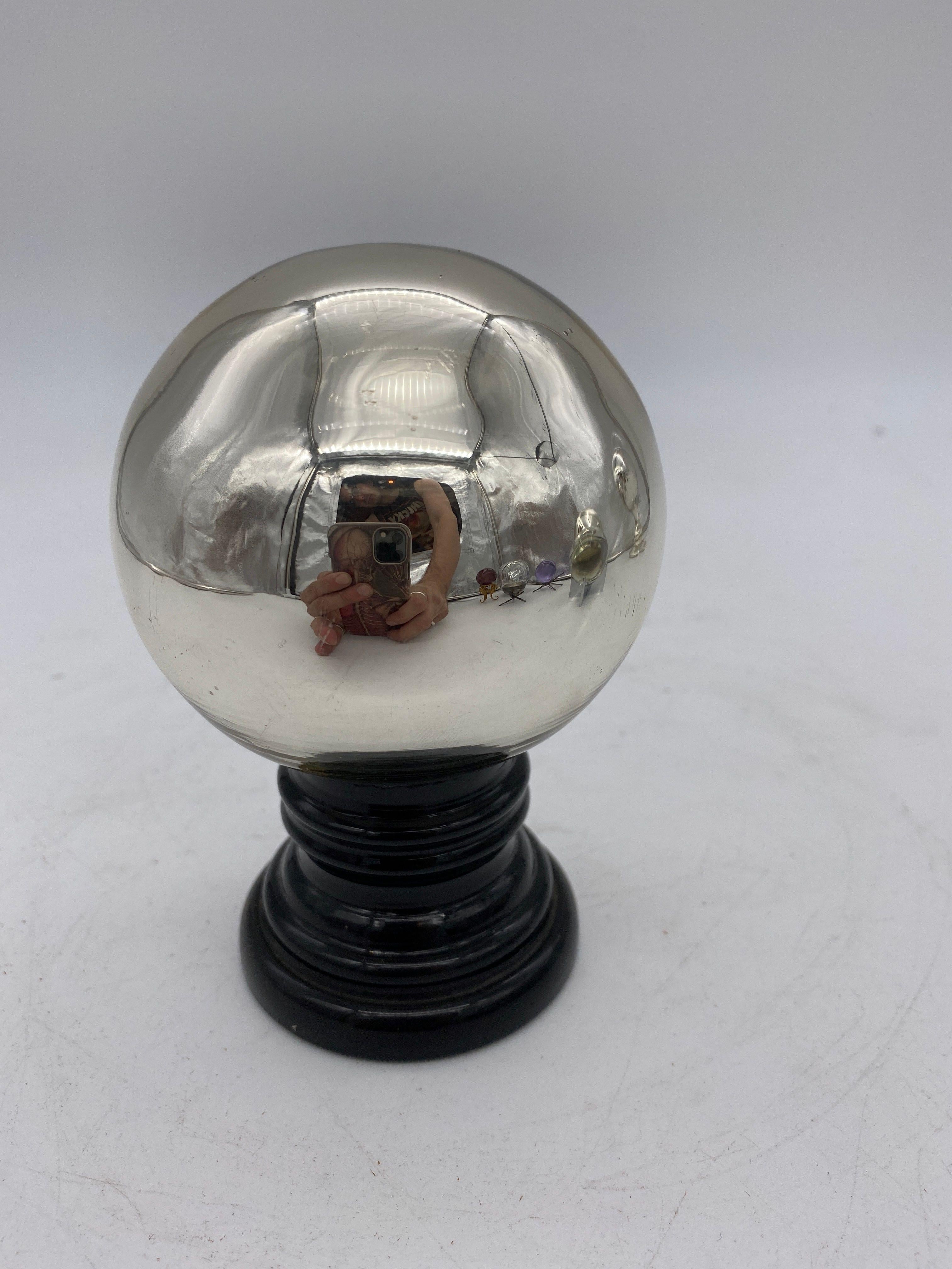 Mercury Glass Sphere with Stands Collection In Excellent Condition In Van Nuys, CA