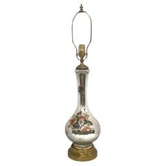 Vintage Mercury Glass Lamp with Floral Decoration