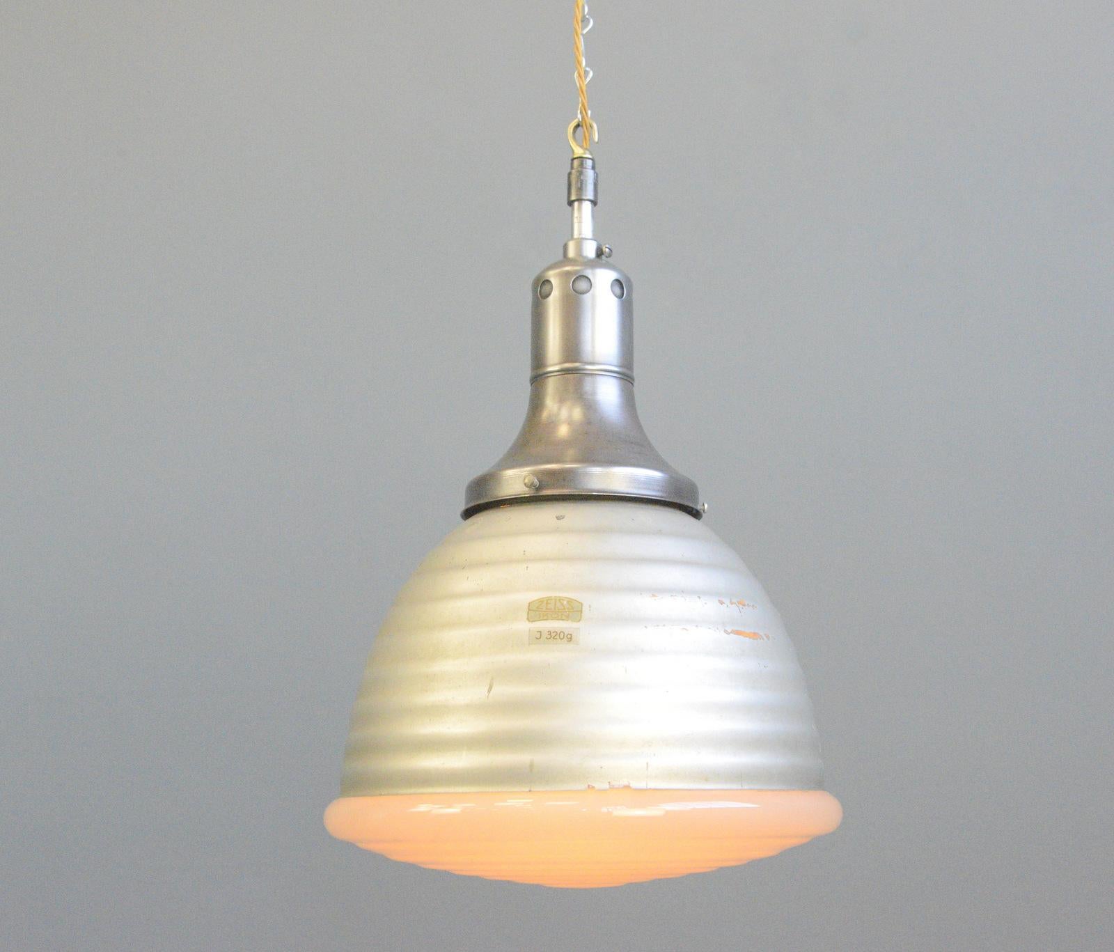 Mercury glass pendant light by Adolf Meyer For Zeiss 1930s

- Acid etched glass bottom with mercury glass body
- Original copper top
- Takes E27 fitting bulbs
- Comes with 100cm of gold braided cable
- Designed by Adolf Meyer
- Produced by