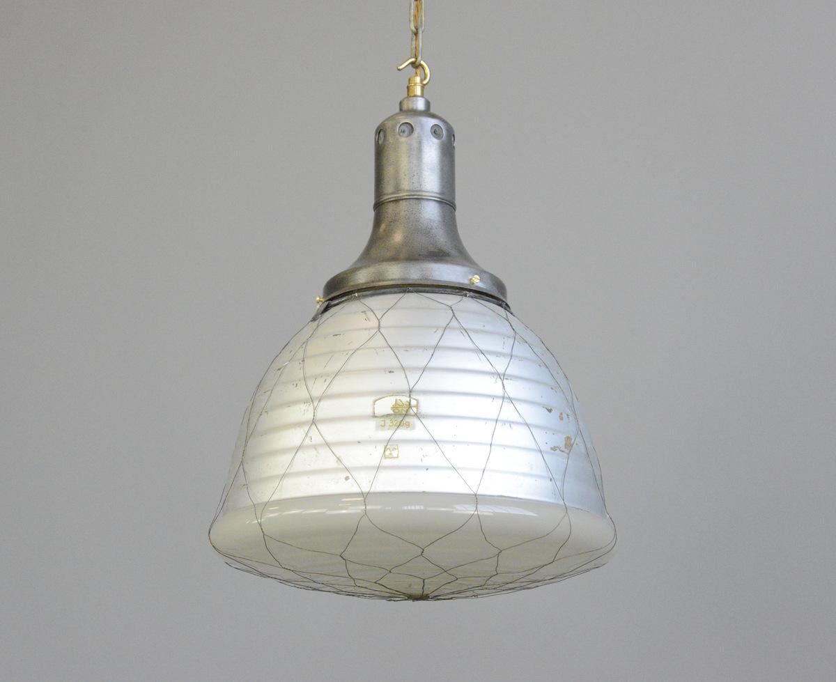 Mercury Glass Pendant Light by Adolf Meyer for Zeiss, 1930s In Good Condition In Gloucester, GB