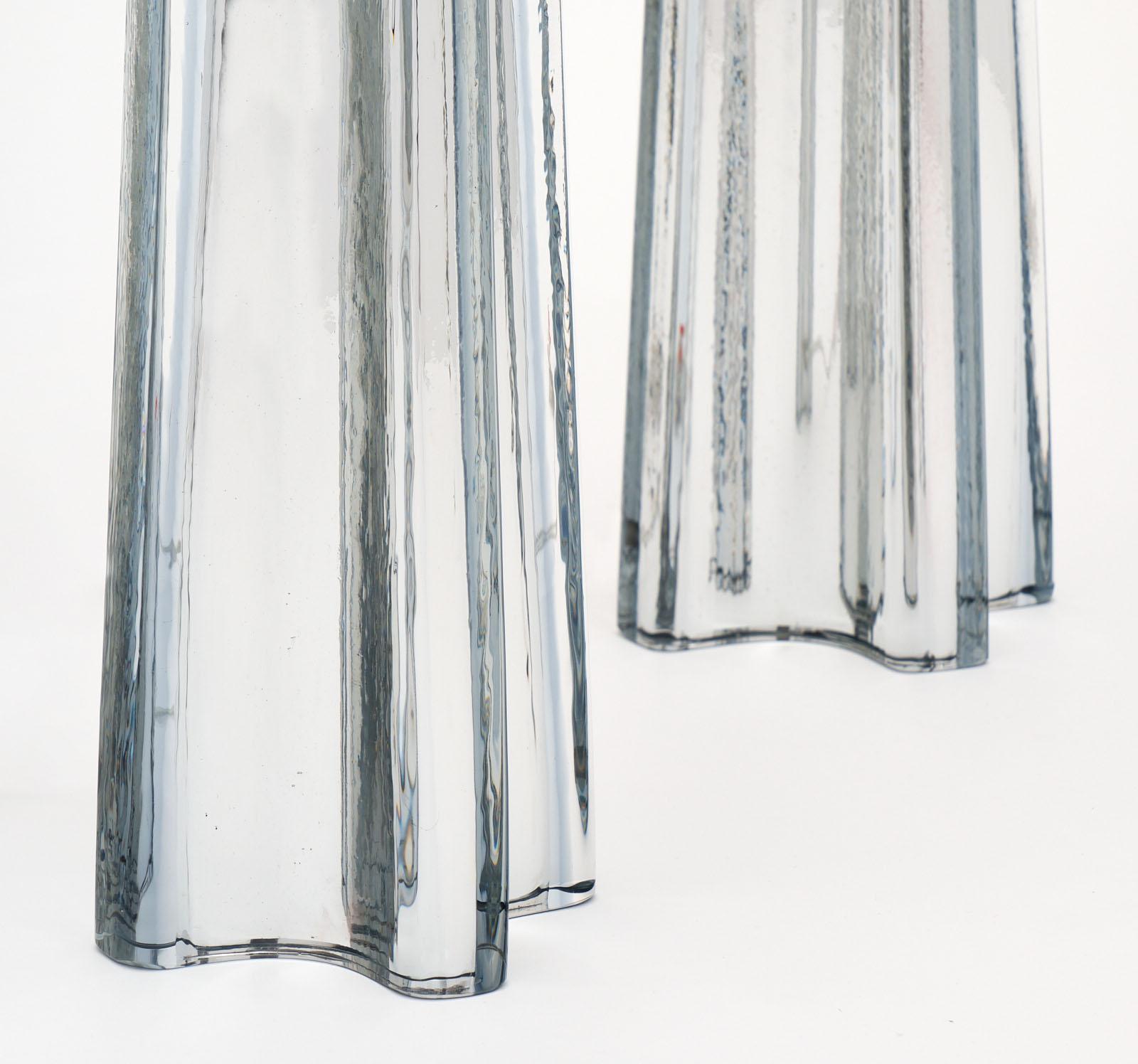 Italian Mercury Glass “Quadrifoglio” Murano Lamps For Sale