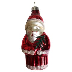 Mercury Glass Santa Holding Charlie Brown Tree Christmas Tree Ornament