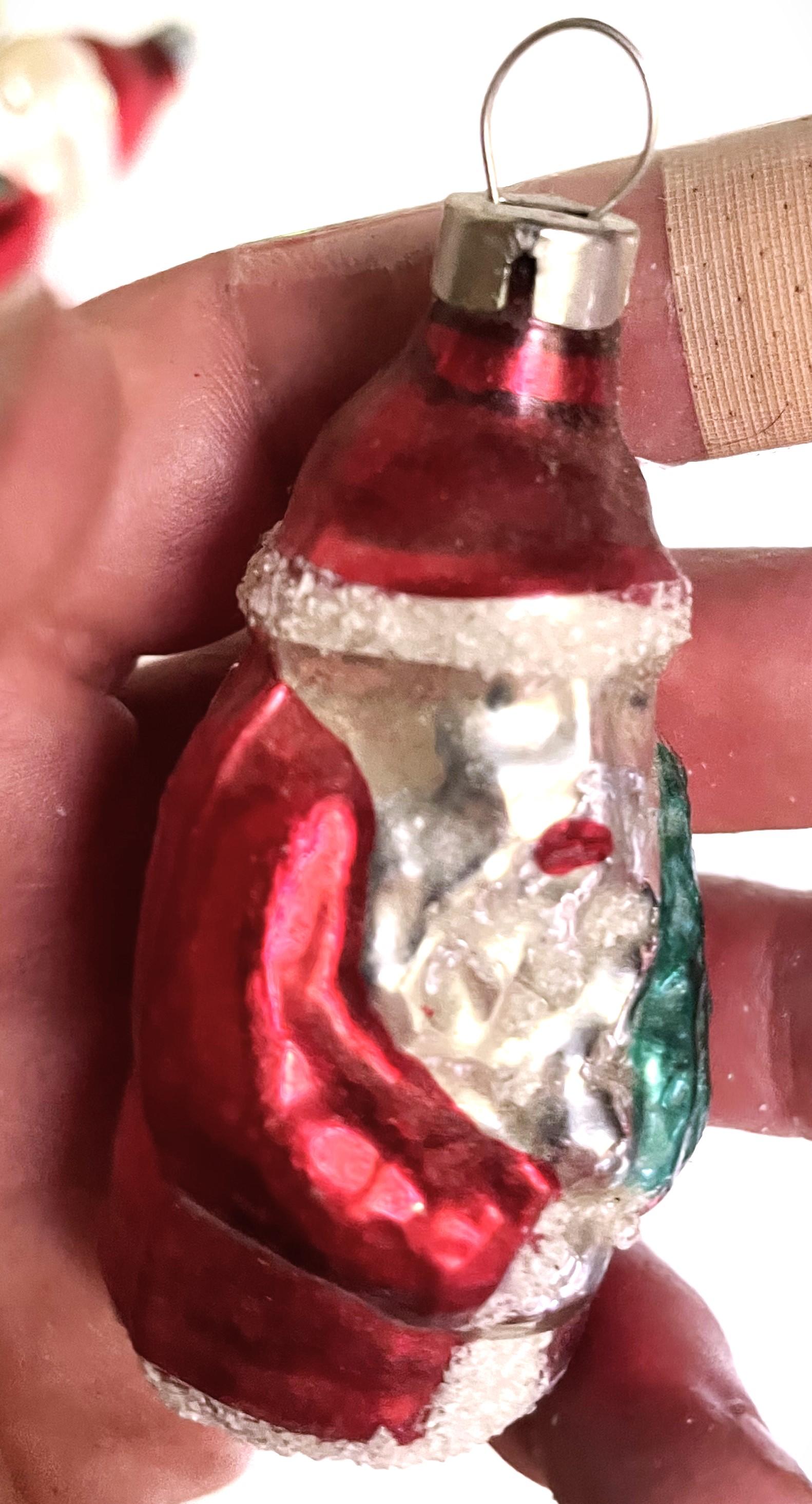 Folk Art Mercury Glass Santa Holding Tree Christmas Tree Ornament For Sale