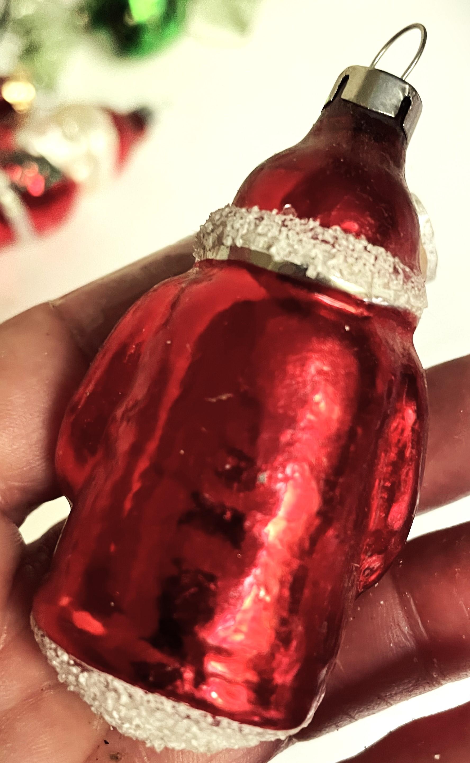 20th Century Mercury Glass Santa Holding Tree Christmas Tree Ornament For Sale