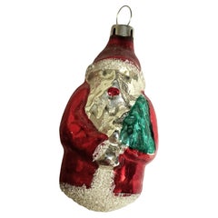 Mercury Glass Santa Holding Tree Christmas Tree Ornament