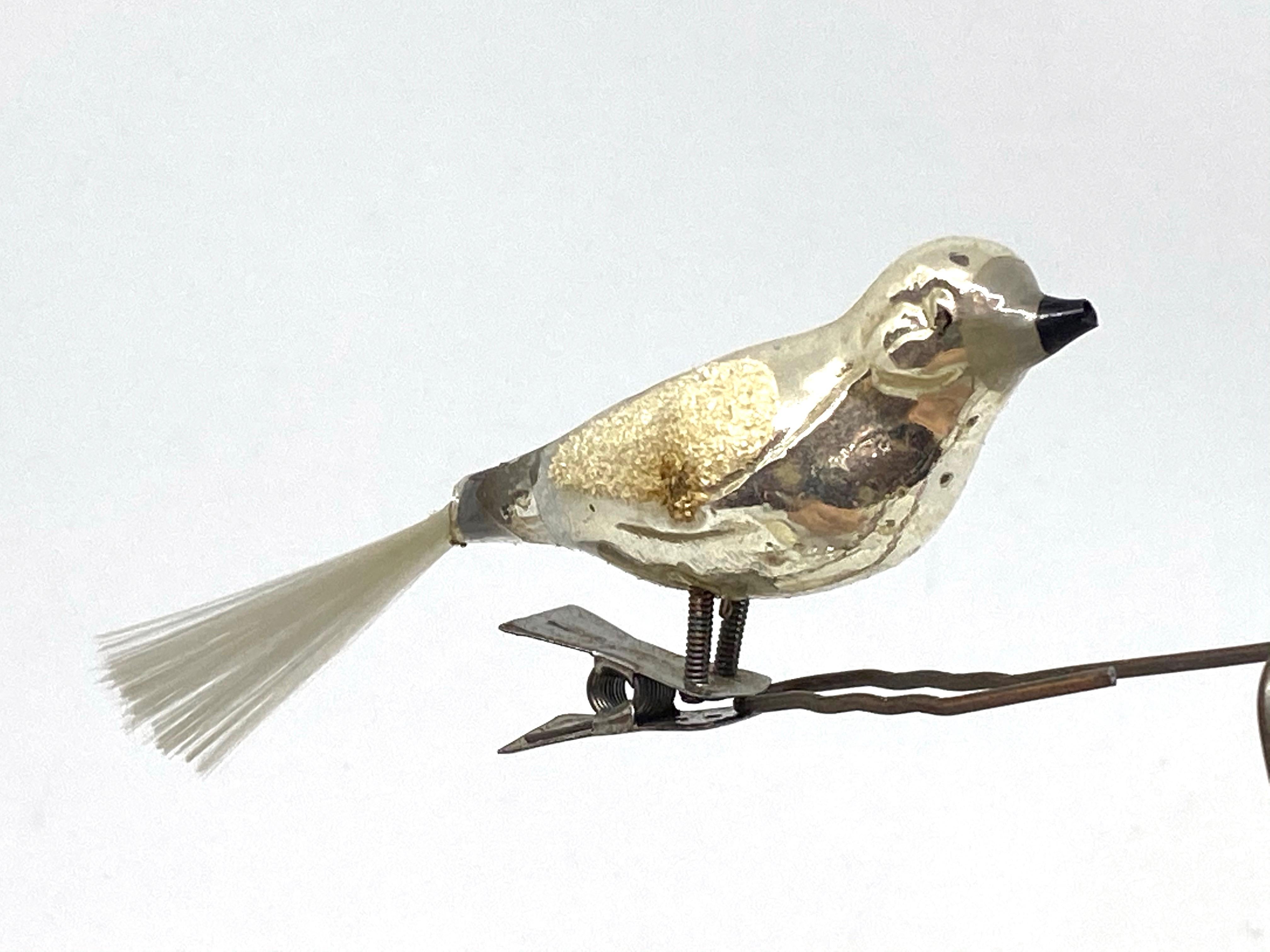 Mercury Glass Seven Bird Christmas Tree Clip-On Ornament, Antique, German, 1910s 4
