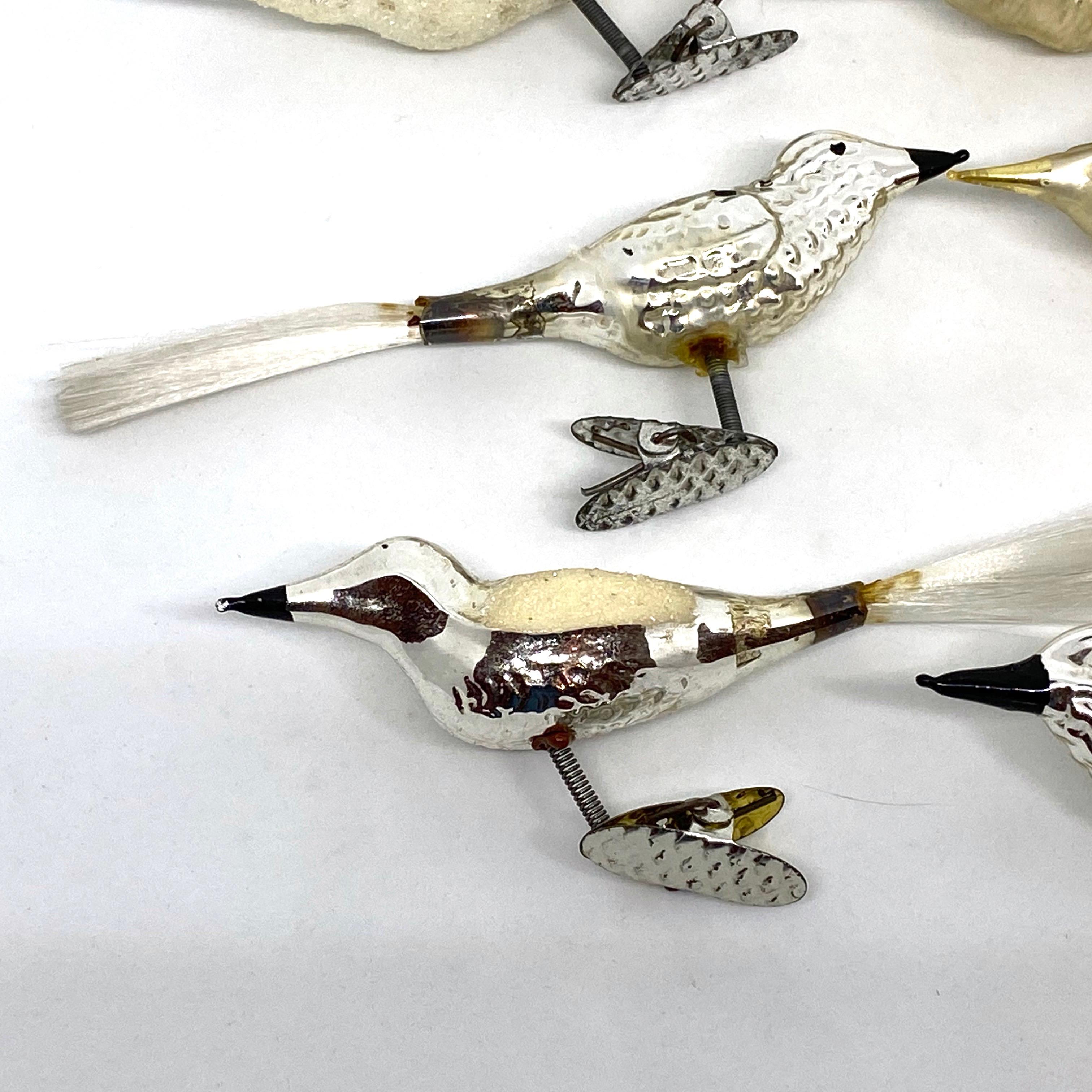 mercury glass bird ornaments
