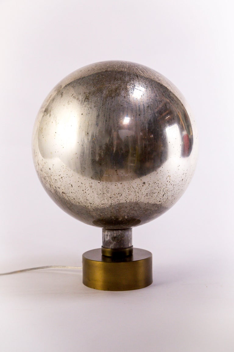 Mercury Glass Sphere Table Lamp at 1stDibs