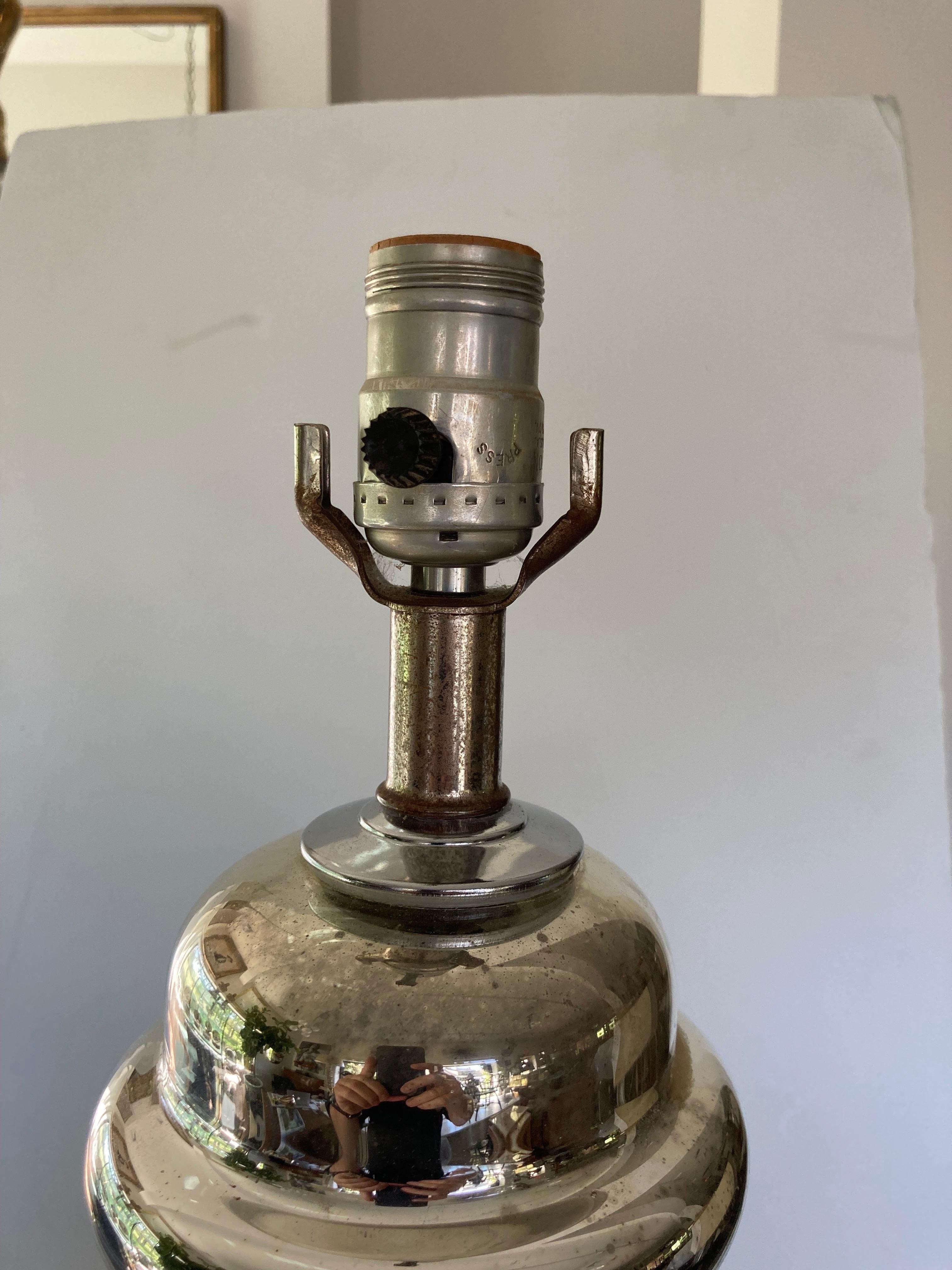 Mercury Glass Table Lamp In Fair Condition For Sale In East Hampton, NY