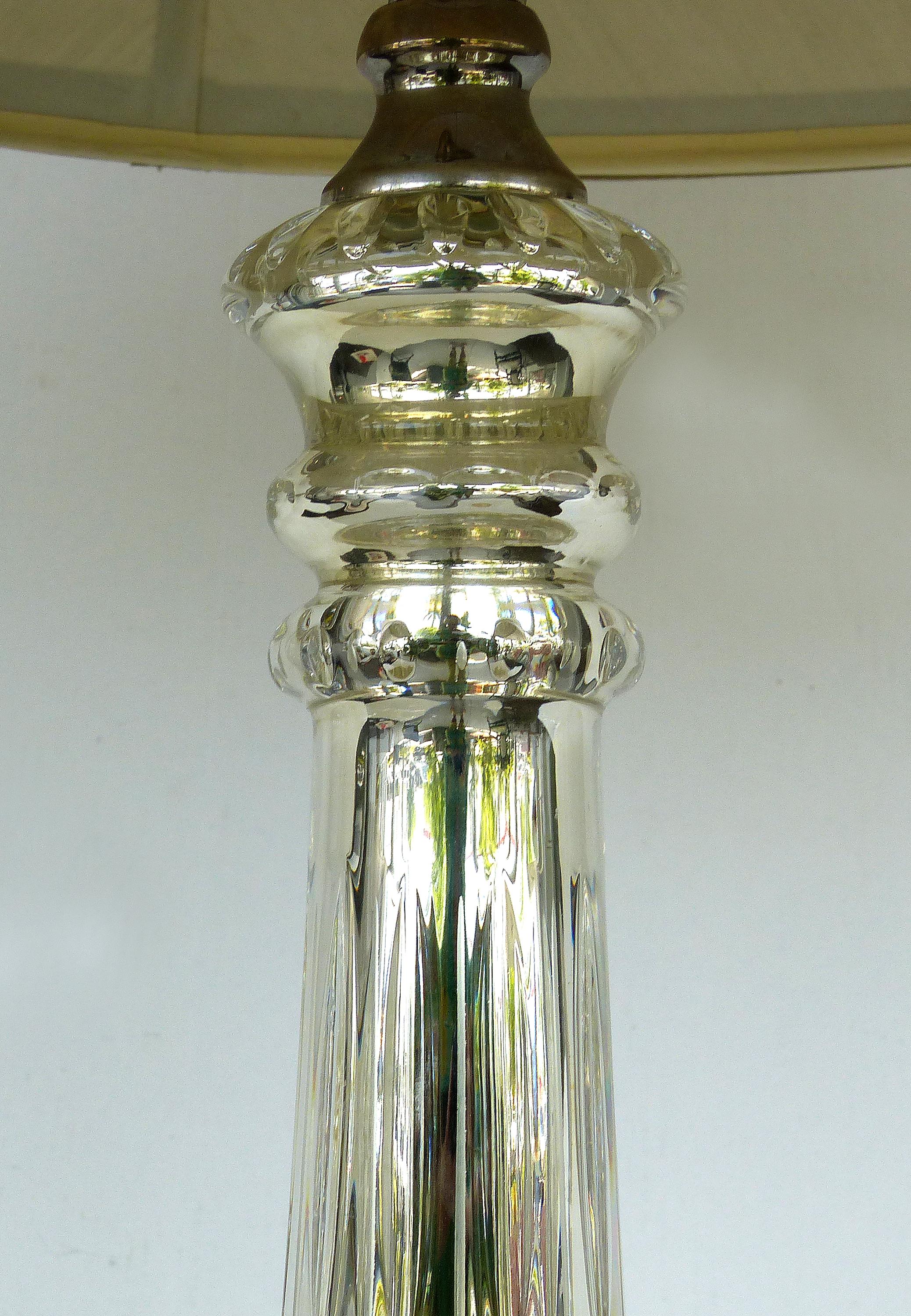 Mercury Glass Table Lamps with Lucite Bases and Finials In Excellent Condition In Miami, FL