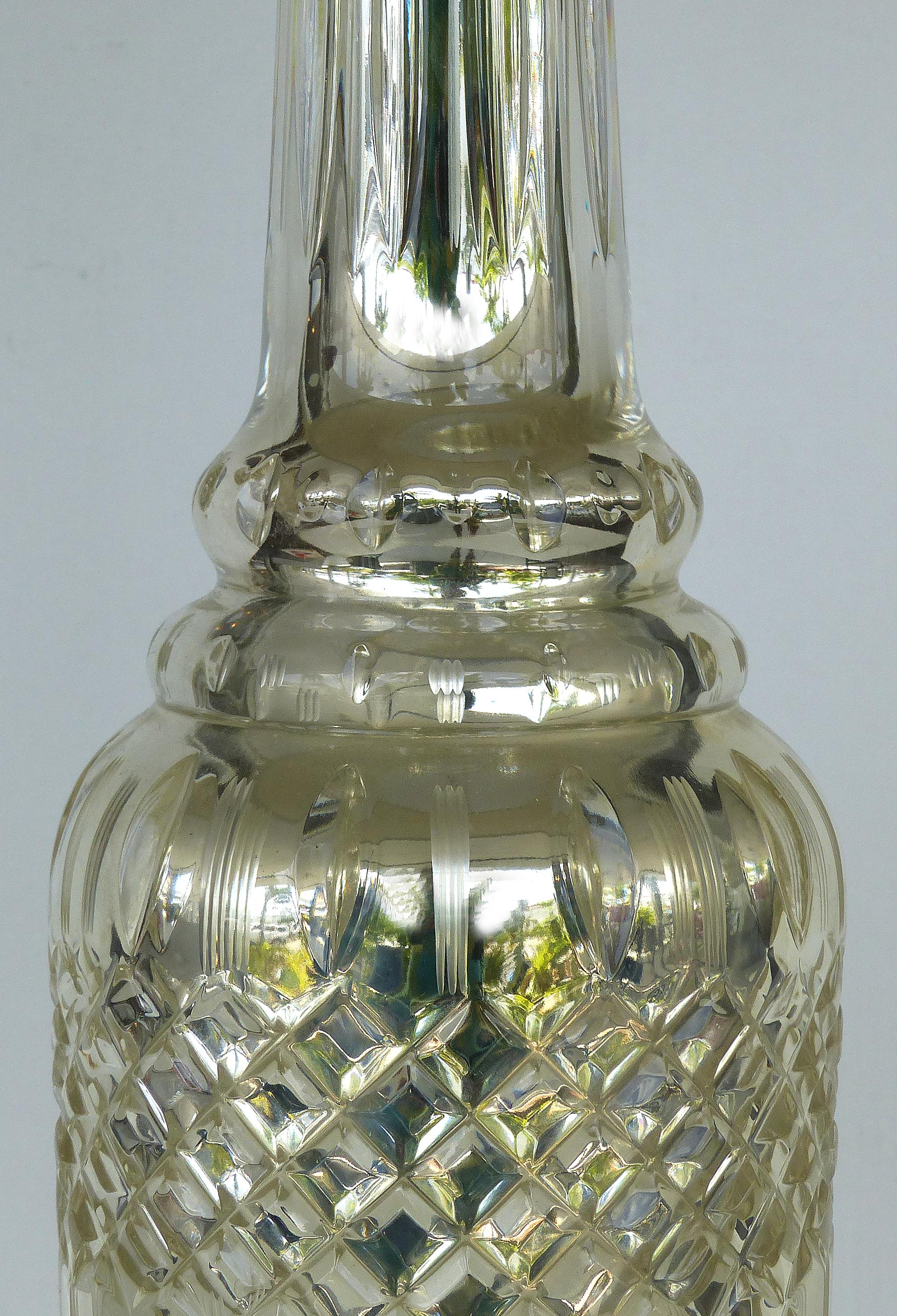 20th Century Mercury Glass Table Lamps with Lucite Bases and Finials