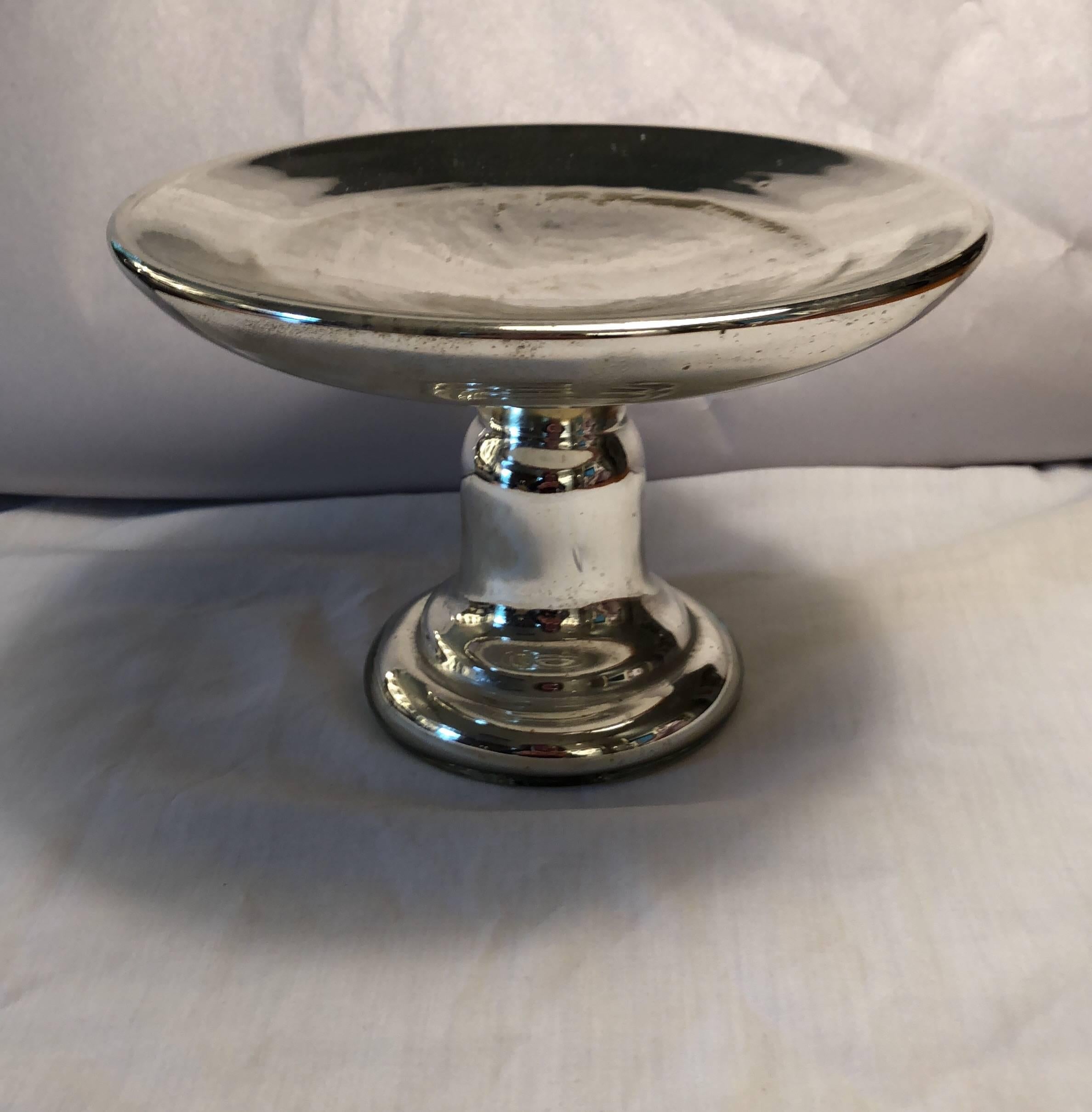 Mercury glass tazza or footed plate.