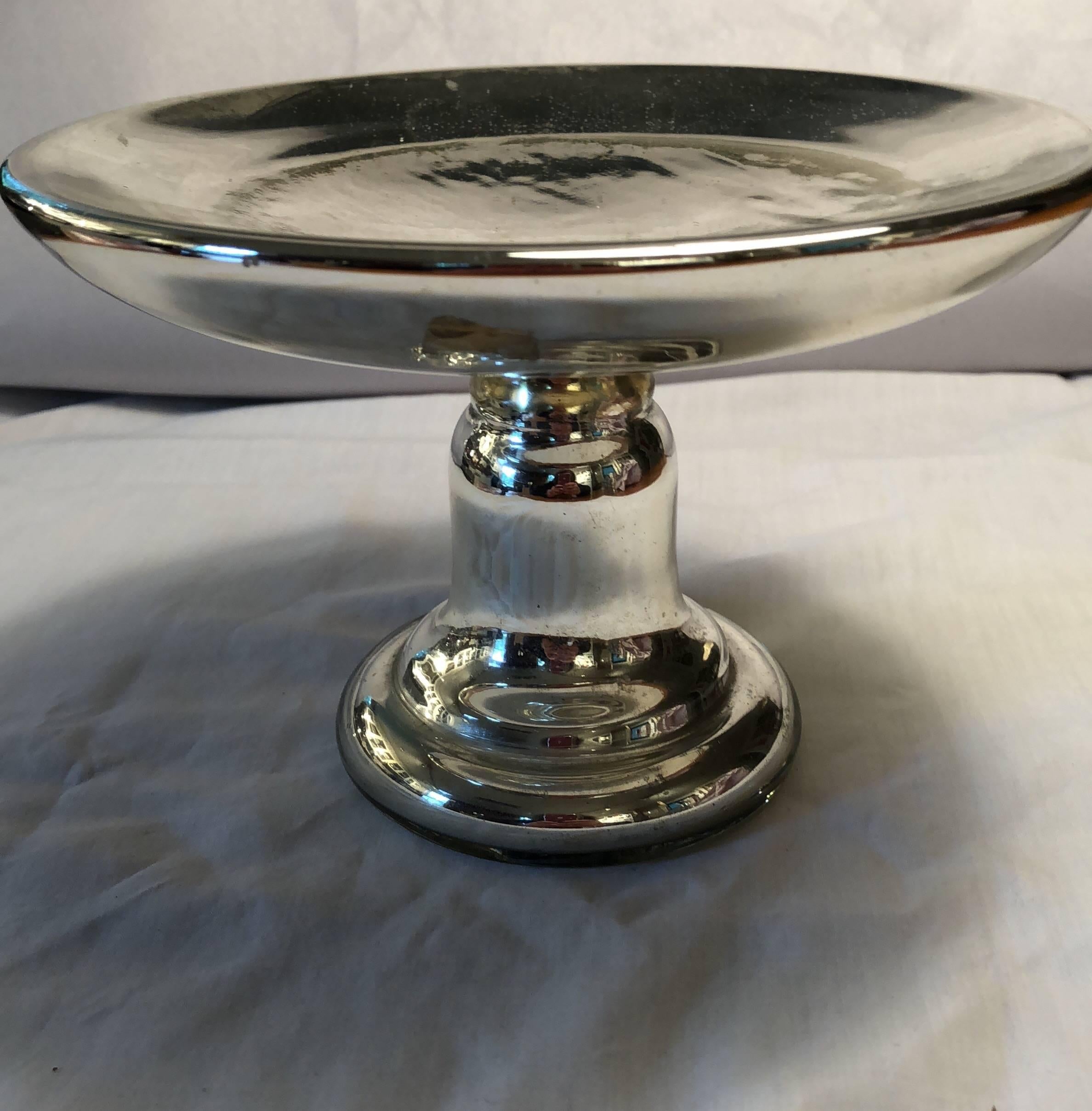 Victorian Period Mercury Glass Tazza In Excellent Condition For Sale In Hudson, NY