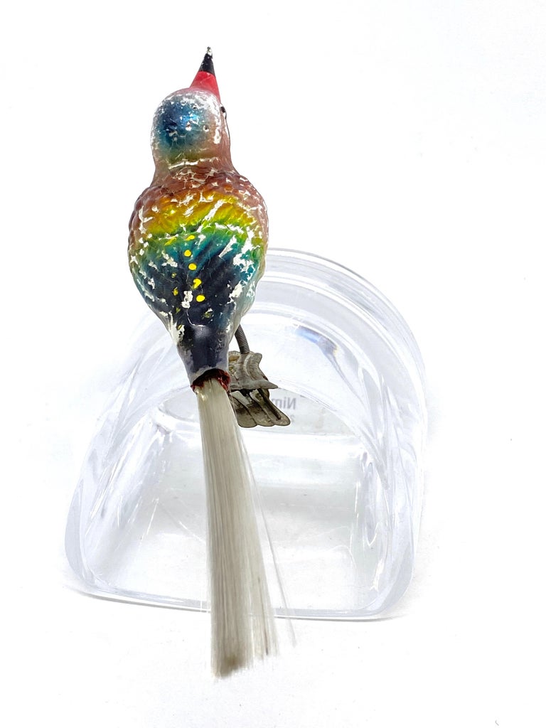 Mercury Glass Two Bird Christmas Tree ClipOn Ornament, Antique German